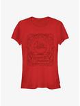 Star Wars The Mandalorian Seasons Greetings Outline Girls T-Shirt, RED, hi-res