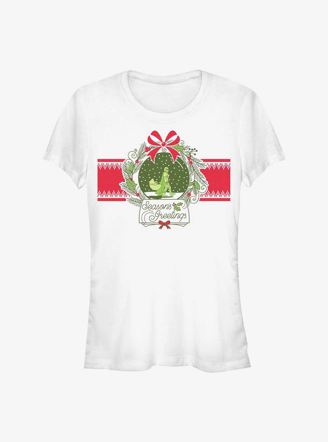Star Wars The Mandalorian Snow Globe Holiday Girls T-Shirt