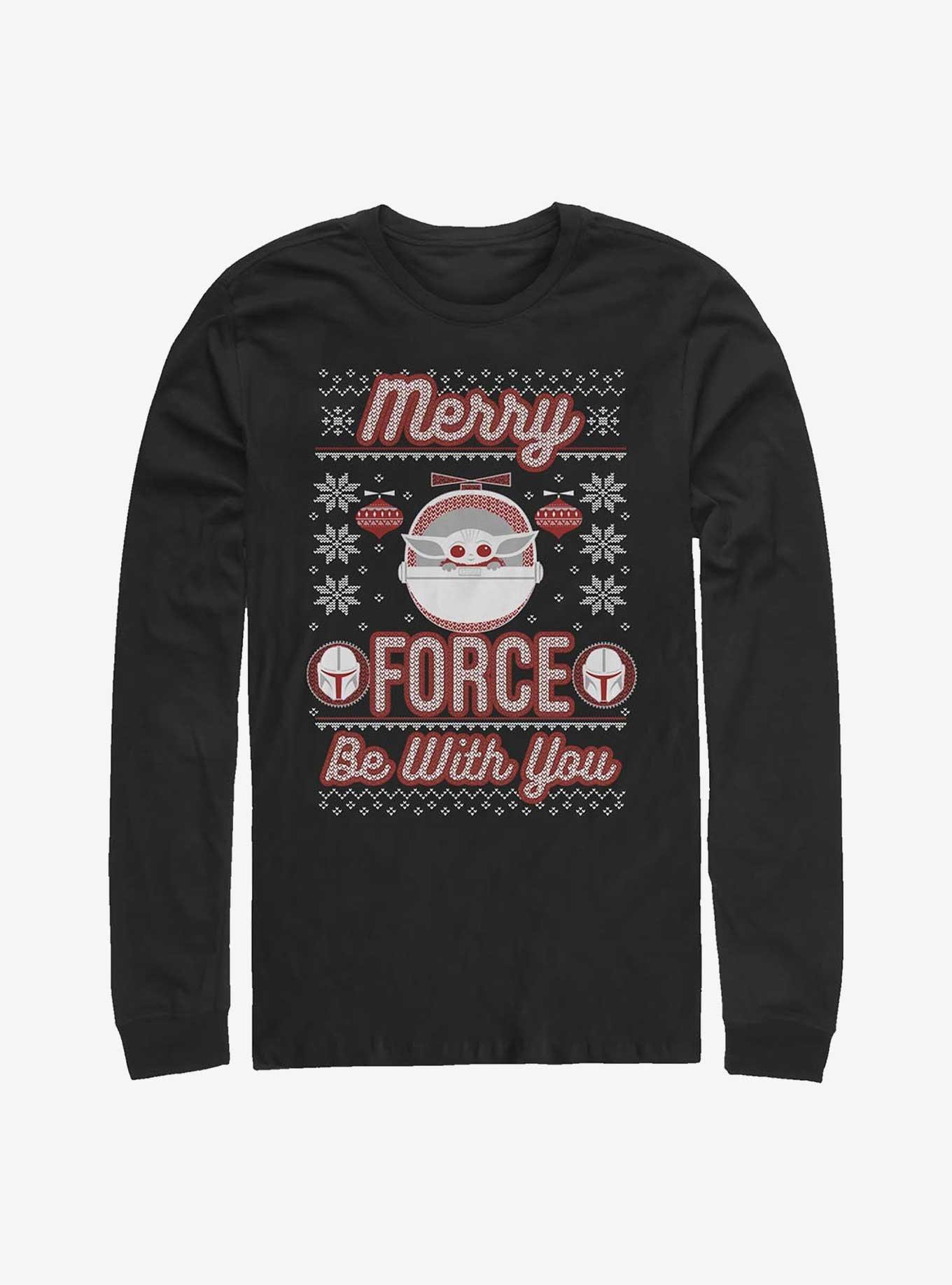 Star Wars The Mandalorian Merry Force The Child Long-Sleeve T-Shirt, BLACK, hi-res