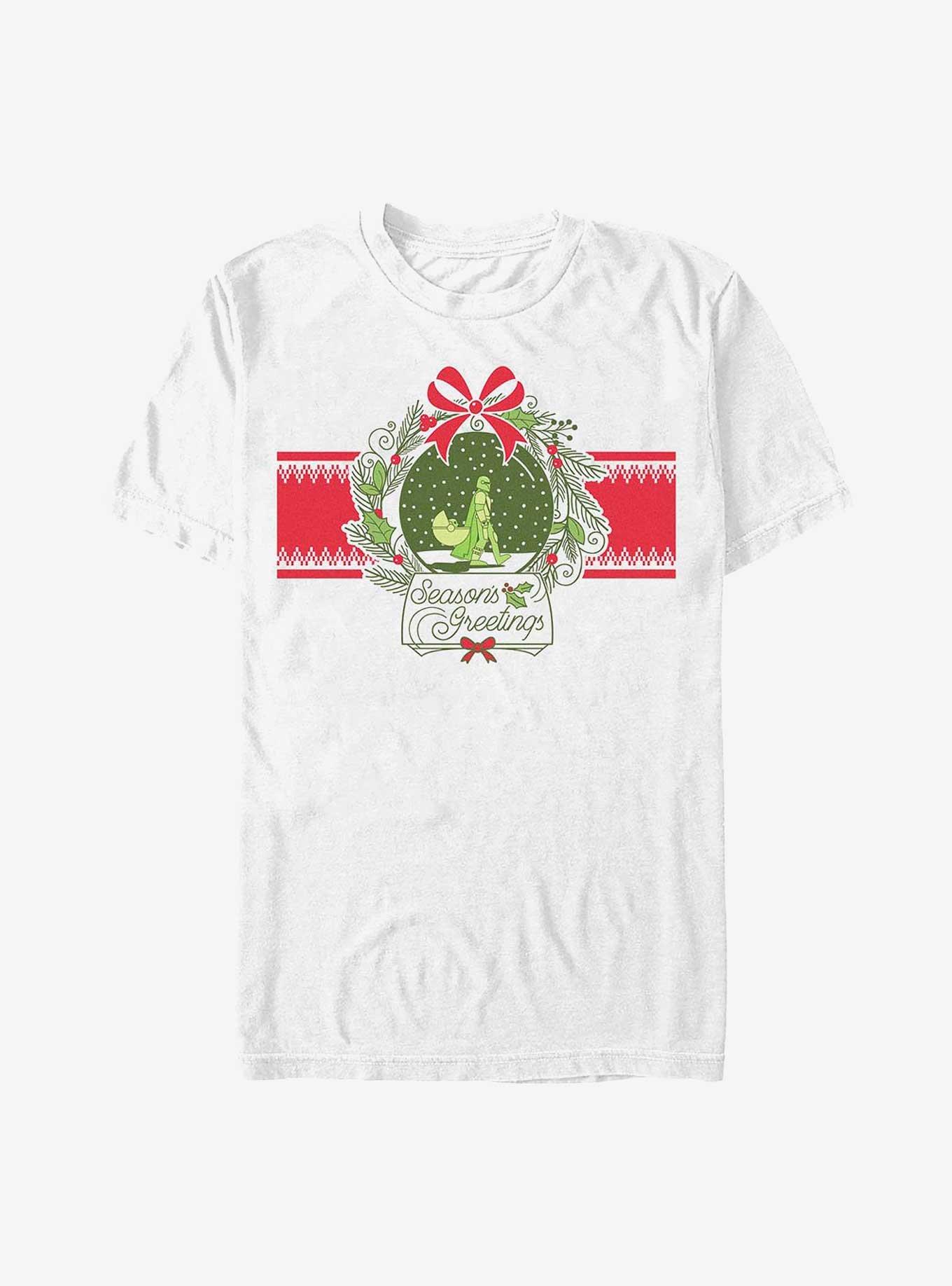 Star Wars The Mandalorian Snow Globe Holiday T-Shirt, WHITE, hi-res