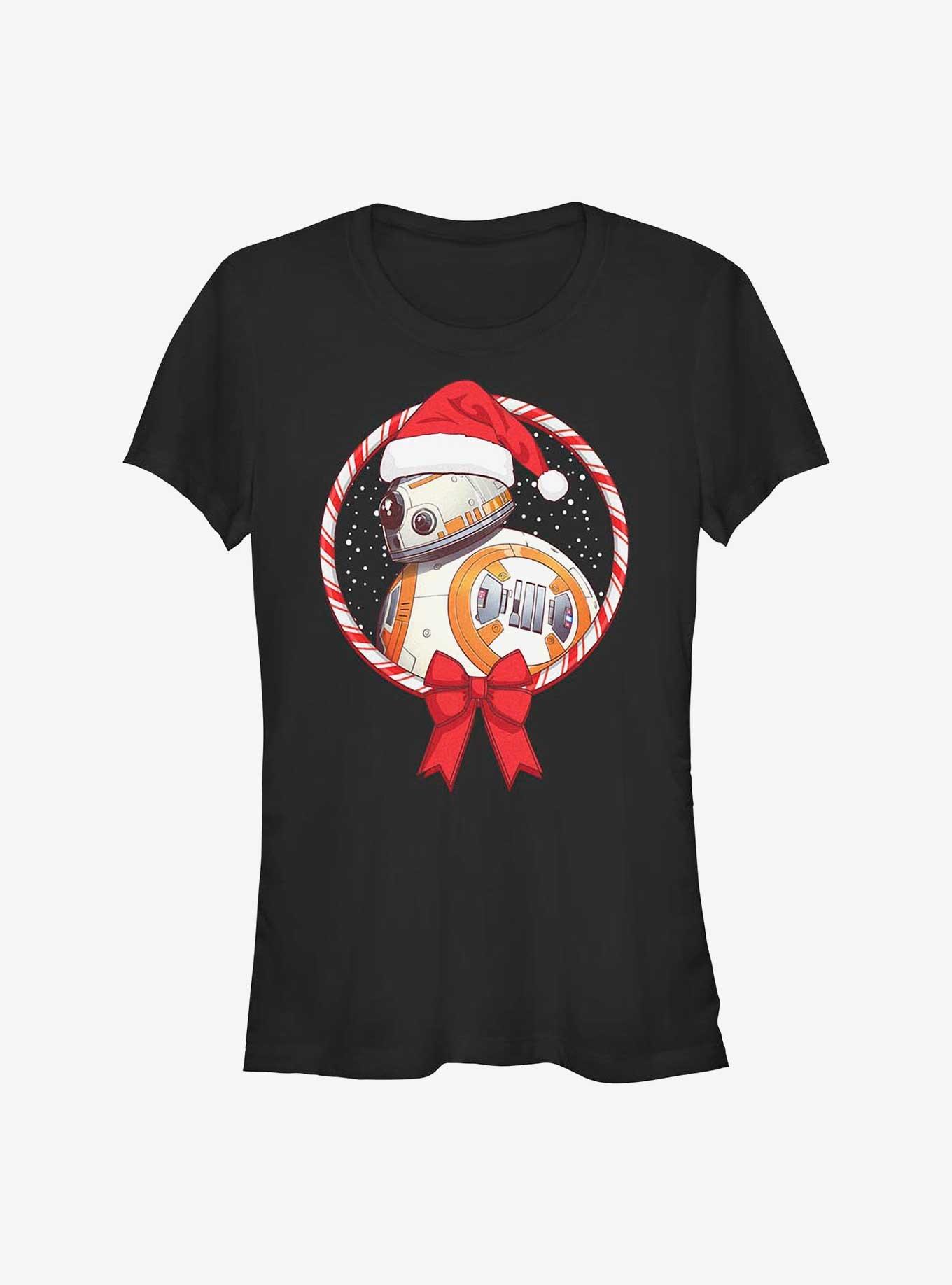 Star Wars: The Rise Of Skywalker Bb-8 Candy Cane Girls T-Shirt, BLACK, hi-res