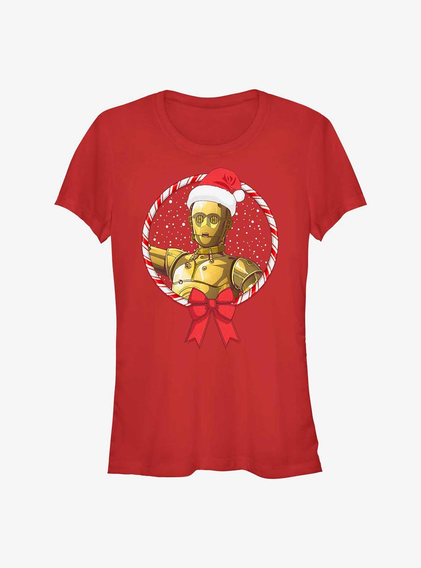 Star Wars: The Rise Of Skywalker C-3Po Candy Cane Girls T-Shirt
