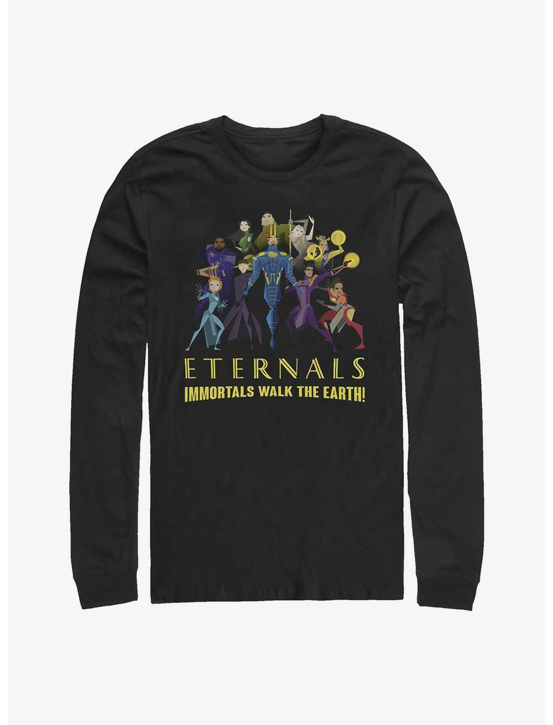 Marvel Eternals Cartoon Group Shot Long-Sleeve T-Shirt, BLACK, hi-res