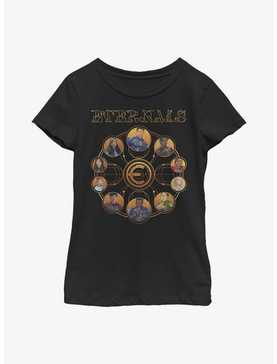 Marvel Eternals Circular Gold Group Youth Girls T-Shirt, , hi-res