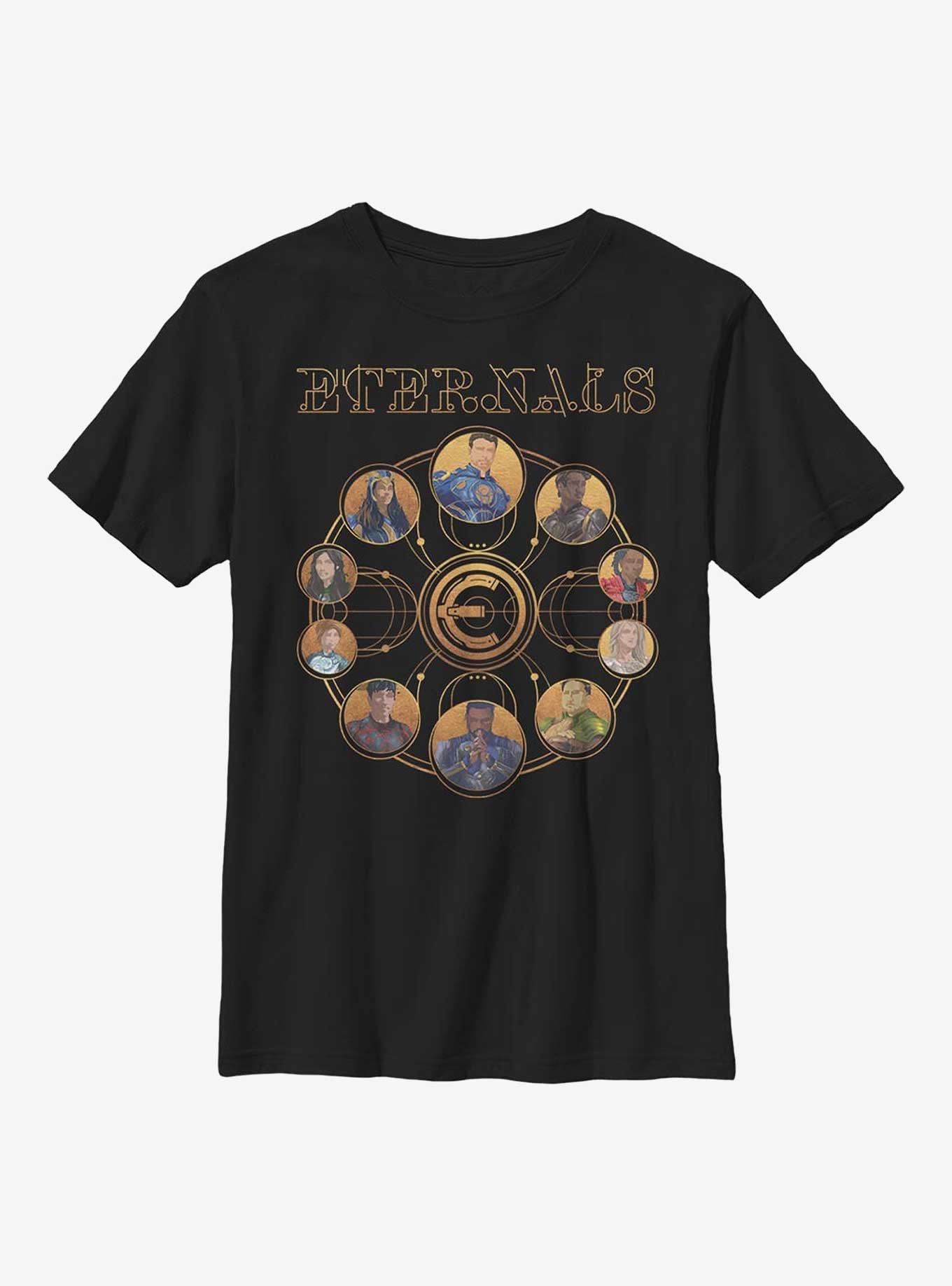 Marvel Eternals Circular Gold Group Youth T-Shirt, , hi-res