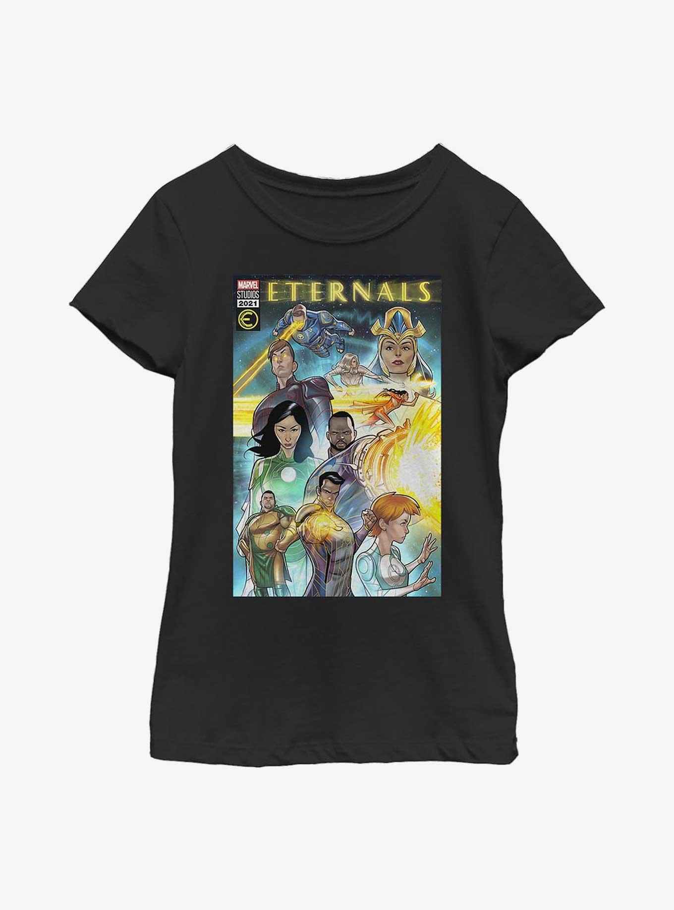 Marvel Eternals Comic Book Cover Youth Girls T-Shirt, BLACK, hi-res