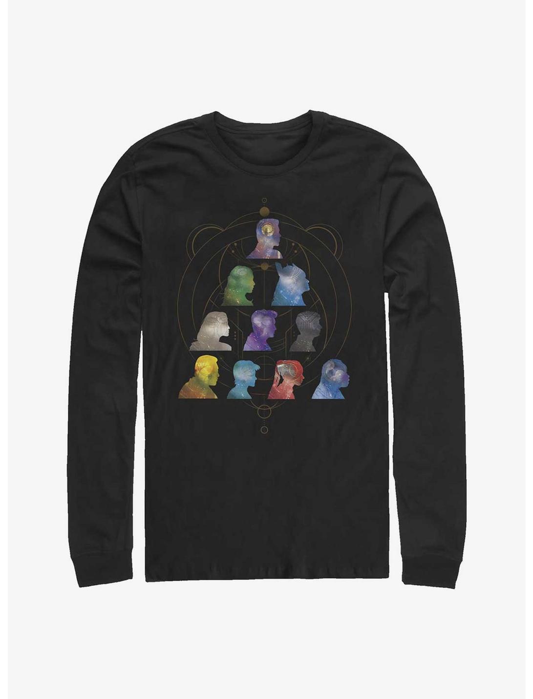 Marvel Eternals Silhouette Heads Pyramid Long-Sleeve T-Shirt, BLACK, hi-res