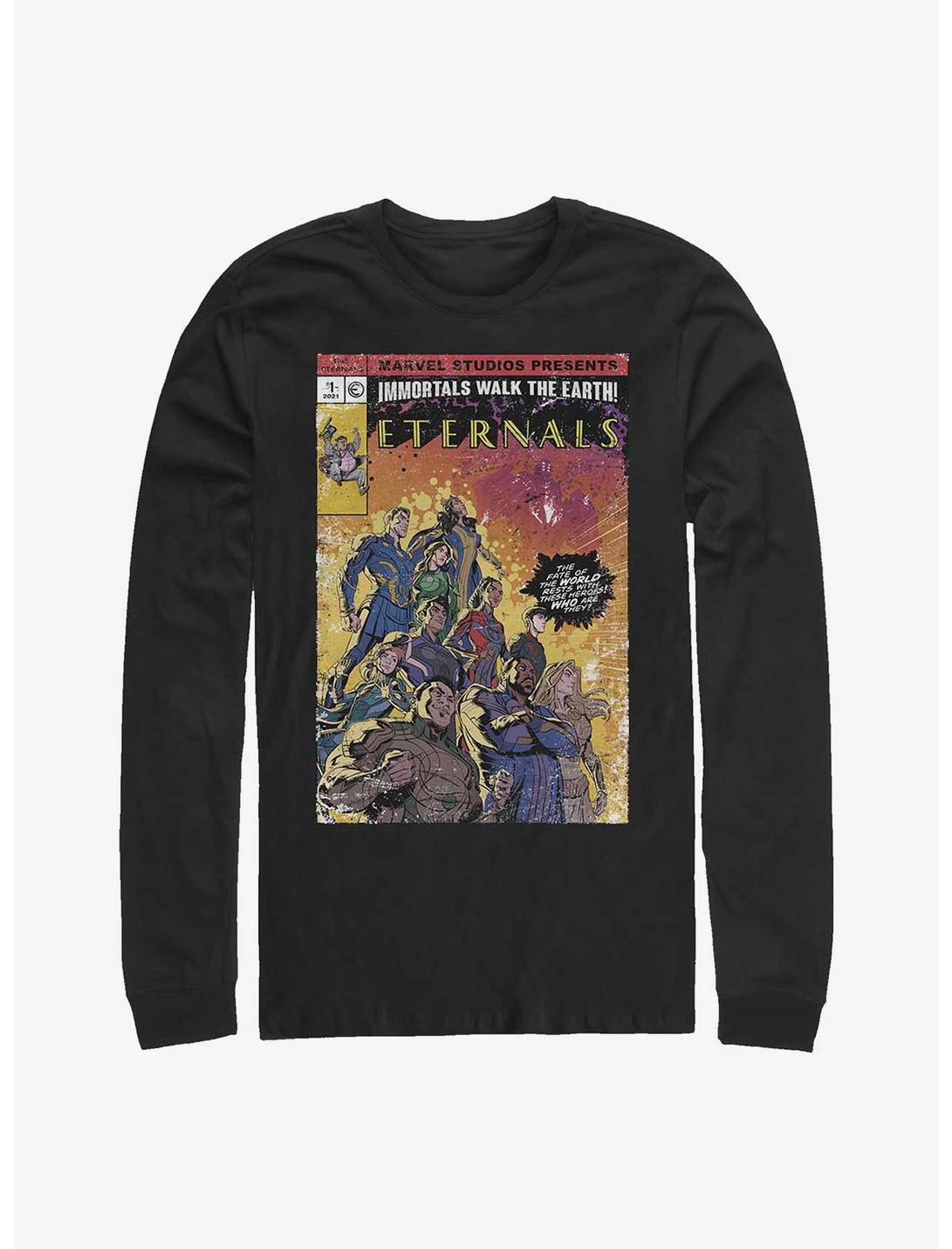 Marvel Eternals Vintage Style Comic Book Cover Long-Sleeve T-Shirt, BLACK, hi-res