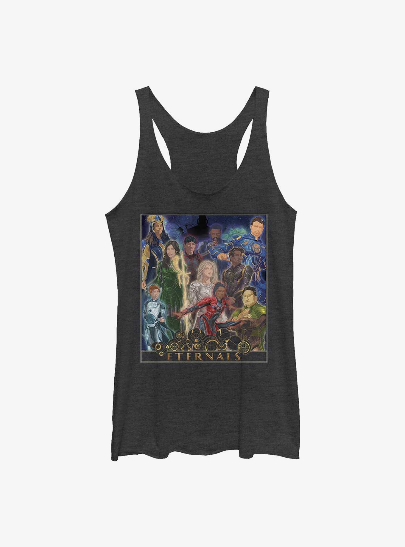 Marvel Eternals Gold Frame Poster Womens Tank Top, BLK HTR, hi-res