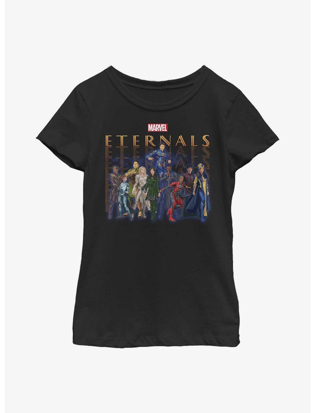 Marvel Eternals Eternals Group Repeating Youth Girls T-Shirt, BLACK, hi-res