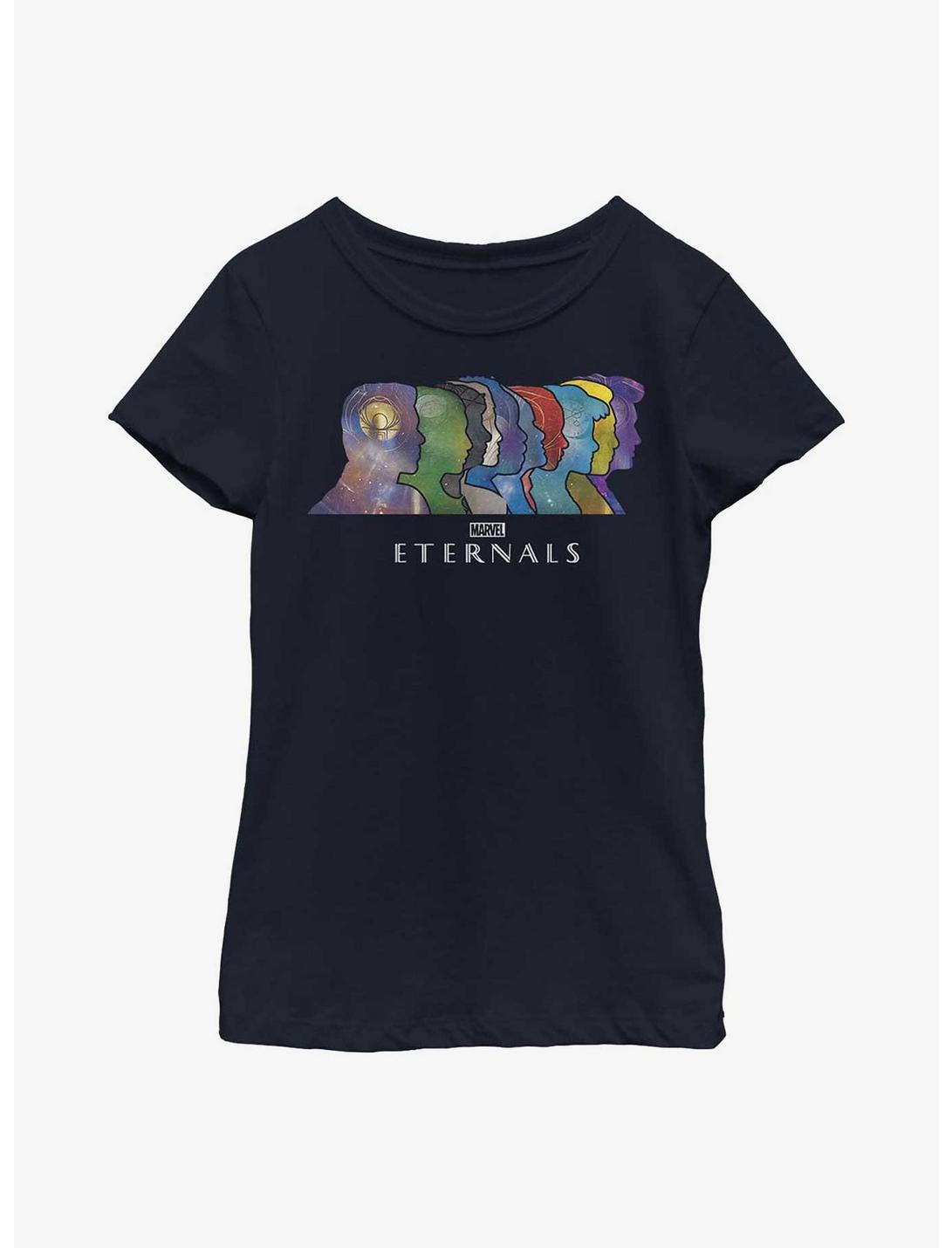 Marvel Eternals Silhouette Heads Youth Girls T-Shirt, NAVY, hi-res