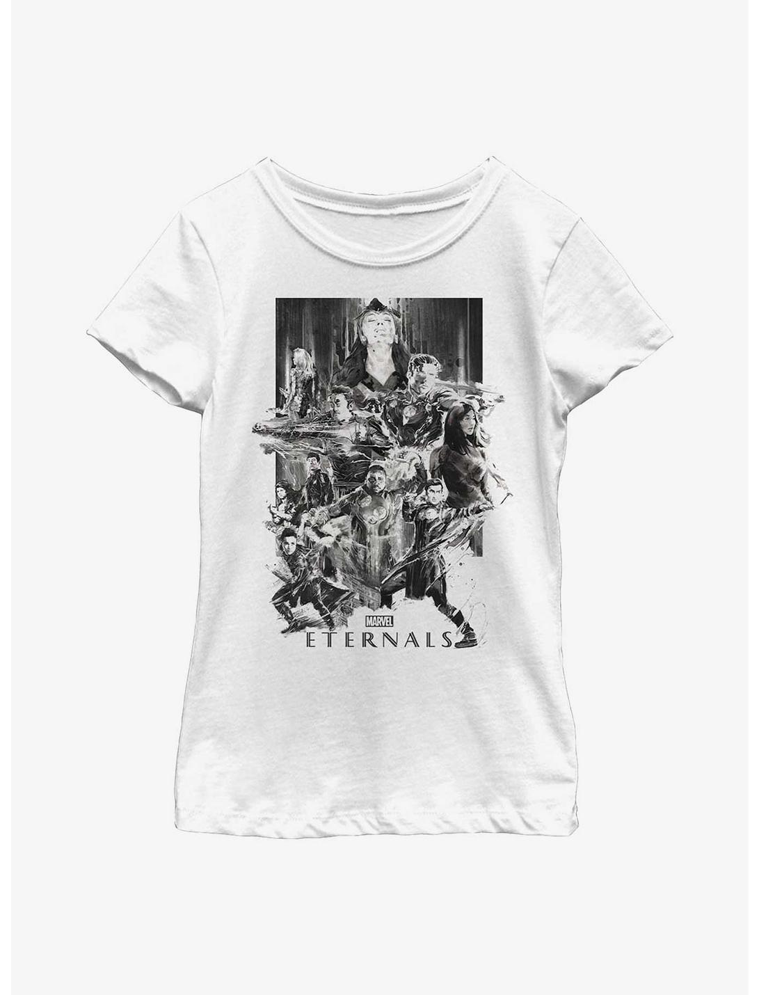 Marvel Eternals Paint Splatter Poster Youth Girls T-Shirt, WHITE, hi-res