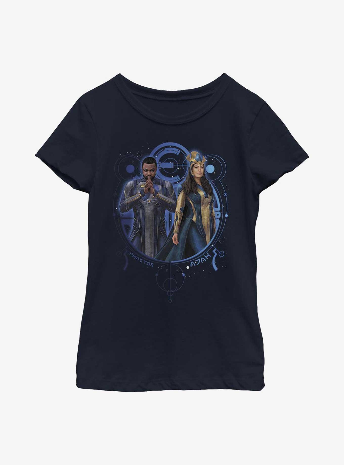 Marvel Eternals Phastos & Ajak Duo Youth Girls T-Shirt, NAVY, hi-res