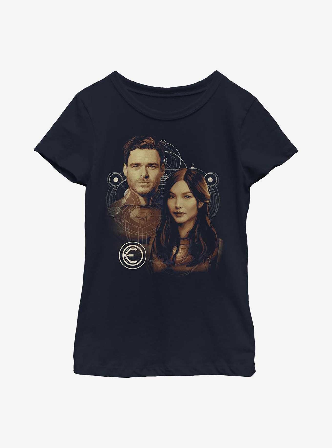 Marvel Eternals Sersi & Ikaris Youth Girls T-Shirt, NAVY, hi-res