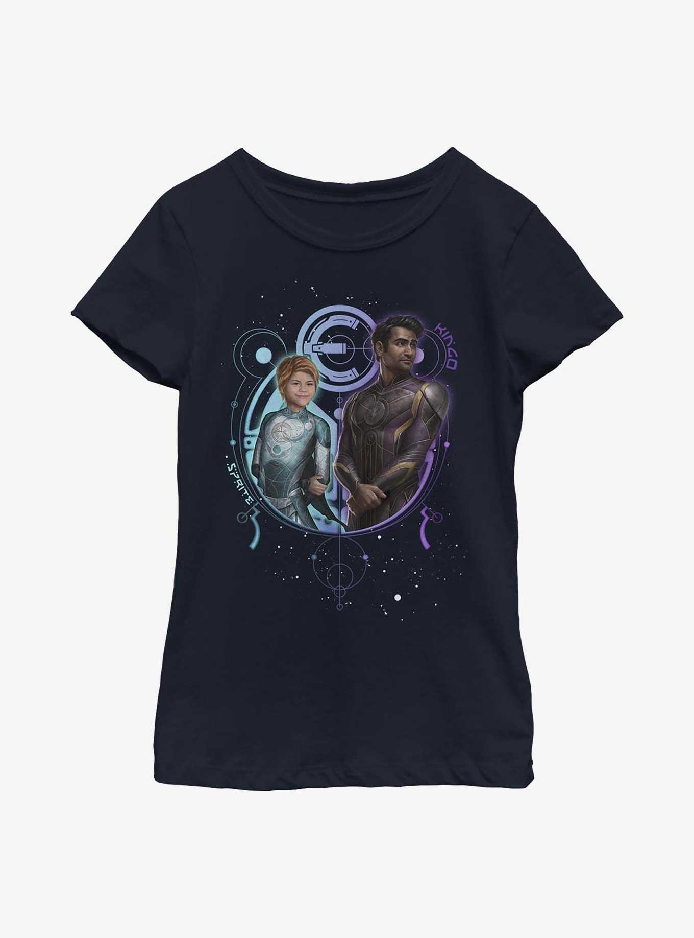 Marvel Eternals Sprite & Kingo Duo Youth Girls T-Shirt, NAVY, hi-res