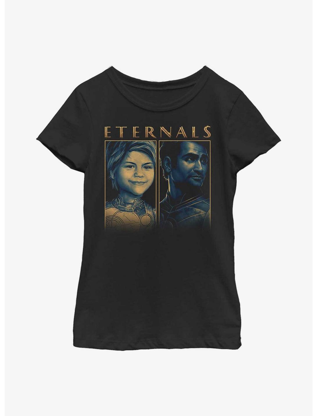 Marvel Eternals Sprite & Kingo Duo Box Youth Girls T-Shirt, BLACK, hi-res