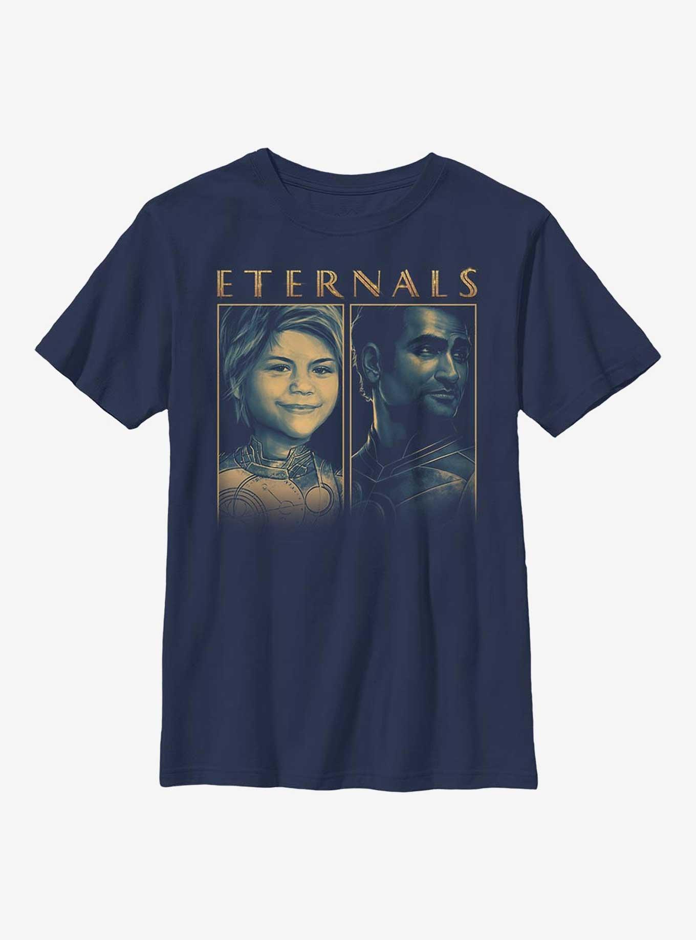 Marvel Eternals Sprite & Kingo Duo Box Youth T-Shirt, NAVY, hi-res