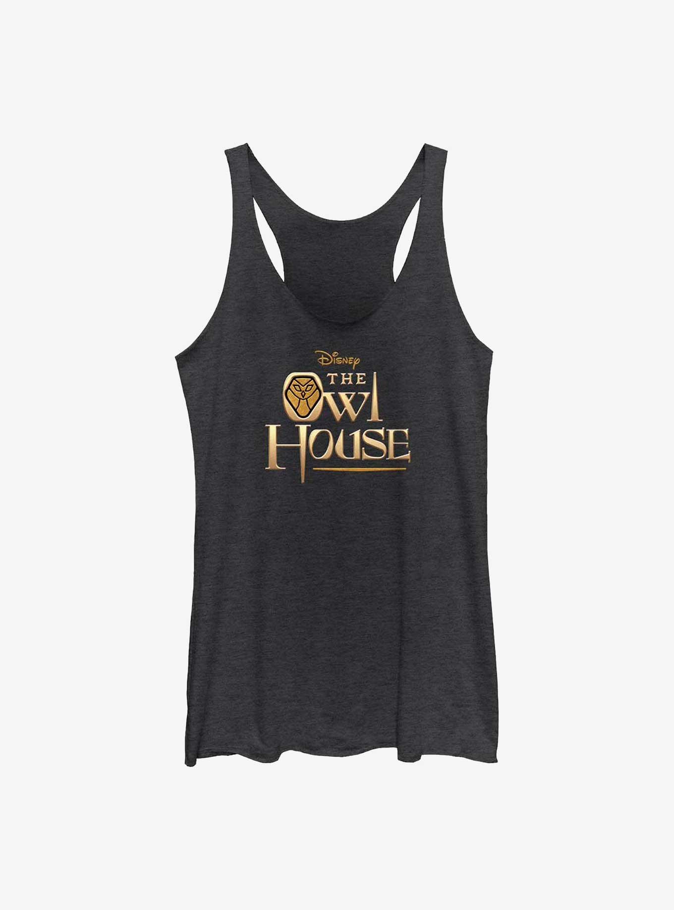 Disney The Owl House Gold Logo Womens Tank Top, BLK HTR, hi-res
