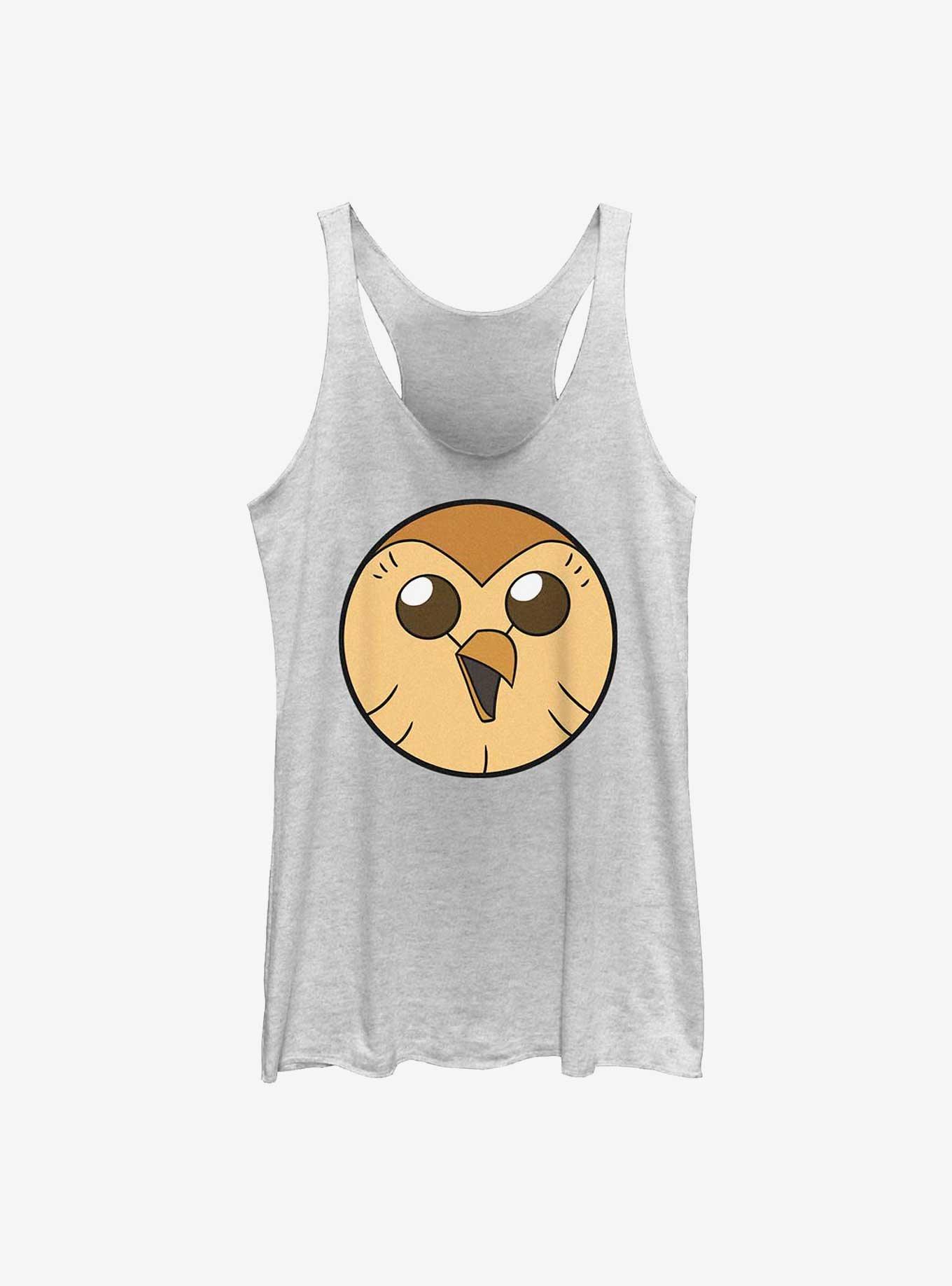 Disney The Owl House Hooty Face Solid Womens Tank Top, WHITE HTR, hi-res