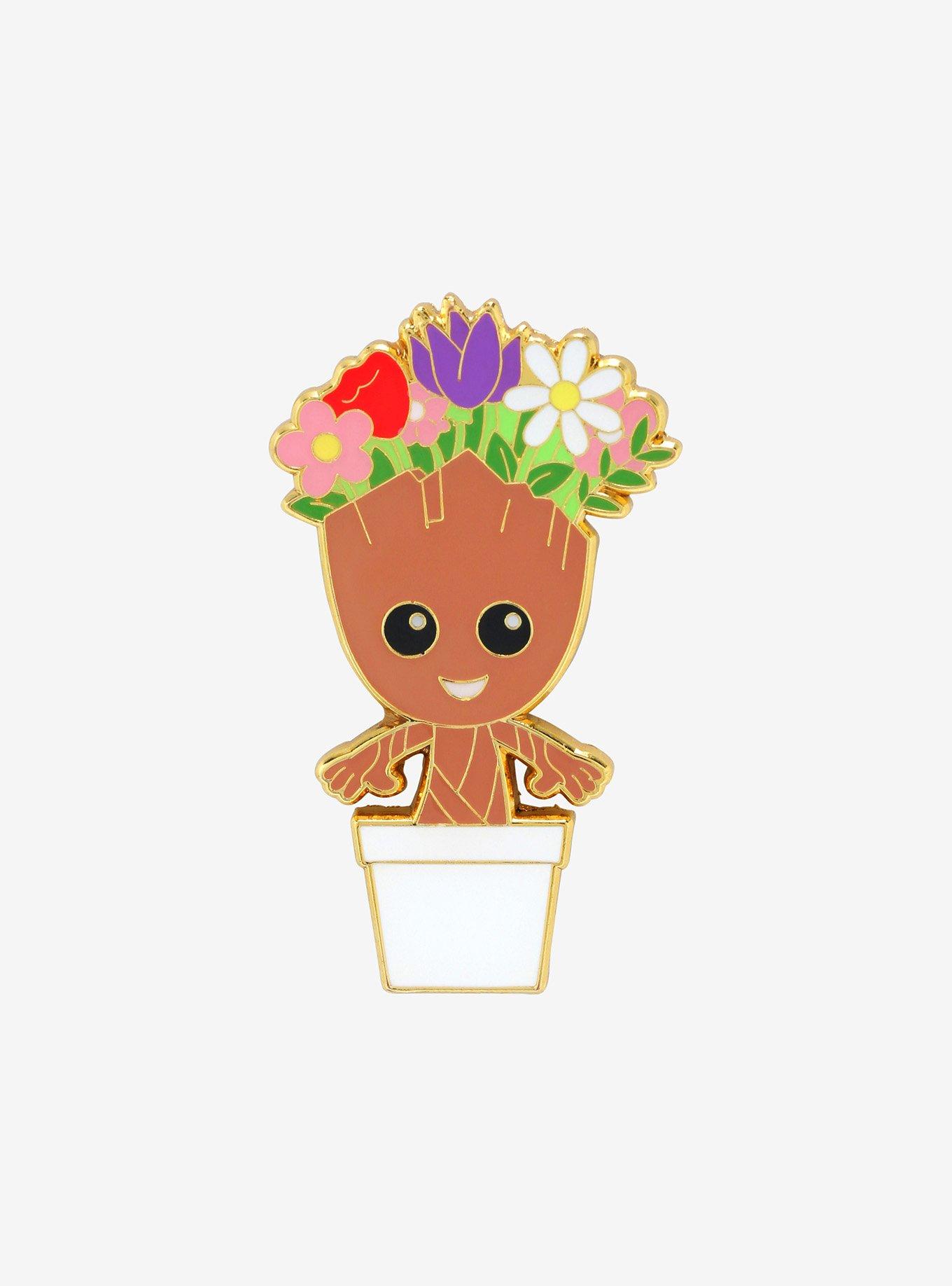 Marvel Guardians of the Galaxy Little Groot Spring Flowers Enamel Pin - BoxLunch Exclusive, , hi-res