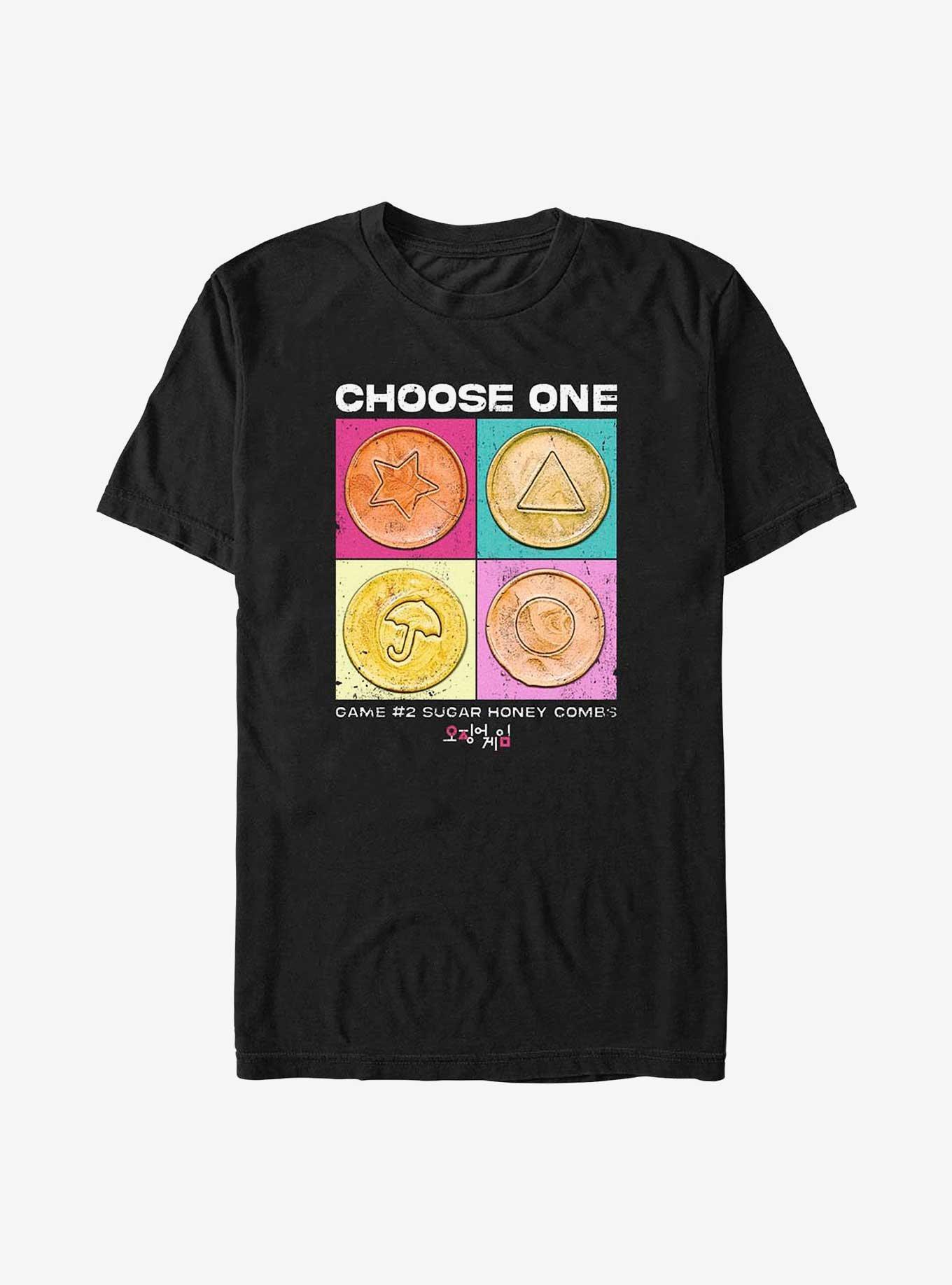 Squid Game Choose One Honeycomb T-Shirt, BLACK, hi-res