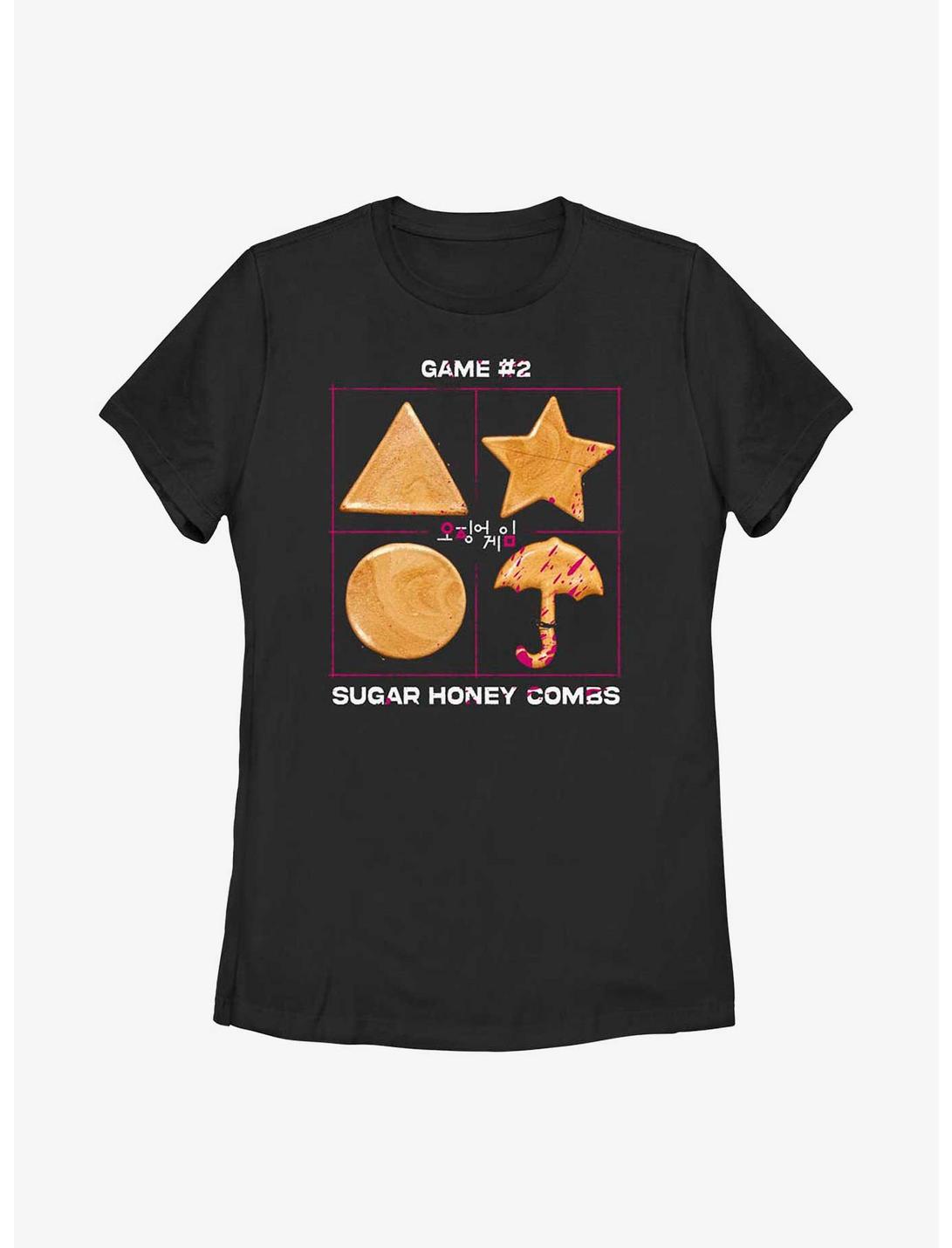 Squid Game Broken Umbrella Honeycomb Womens T-Shirt, BLACK, hi-res