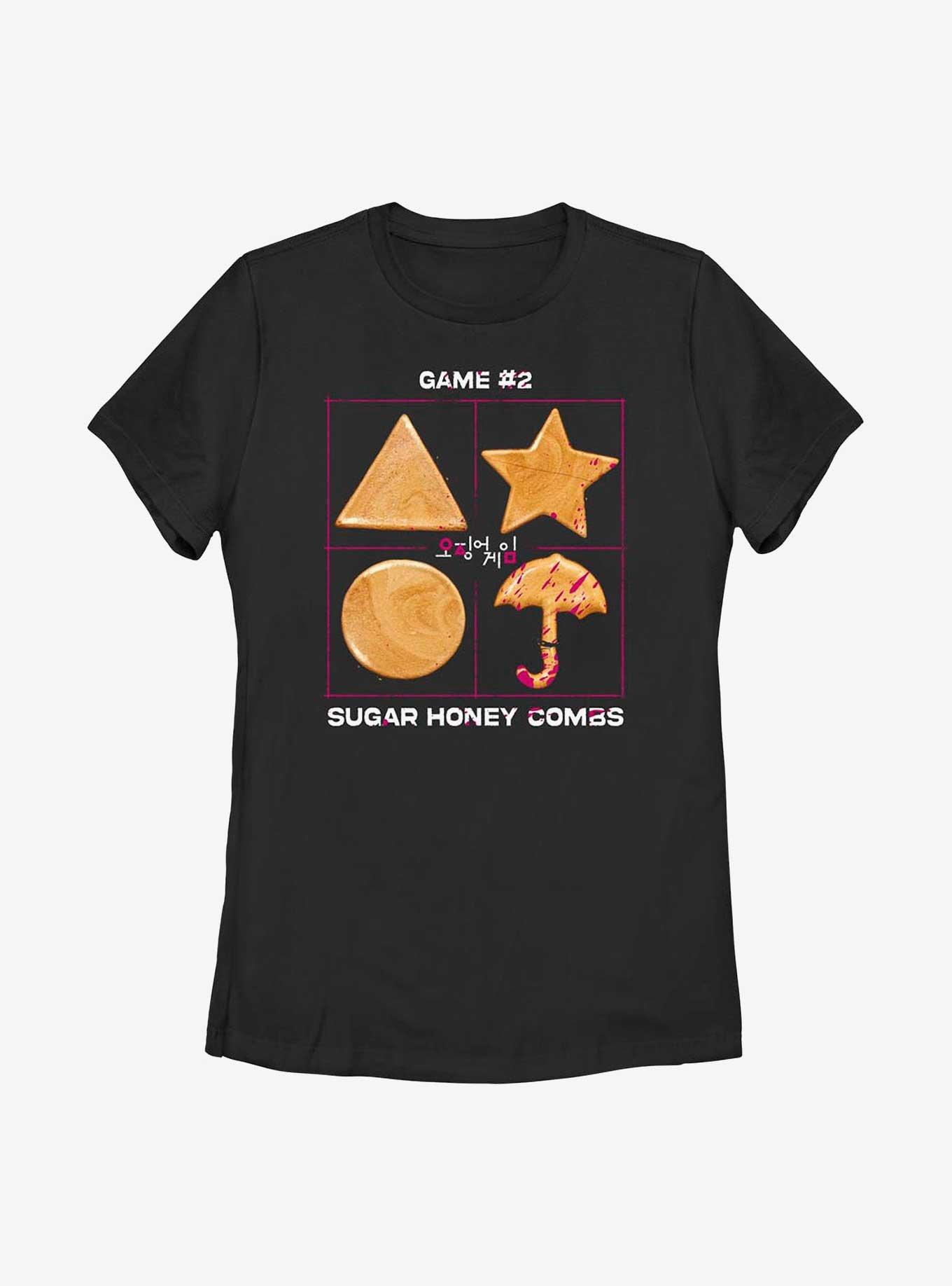 Squid Game Broken Umbrella Honeycomb Womens T-Shirt, BLACK, hi-res