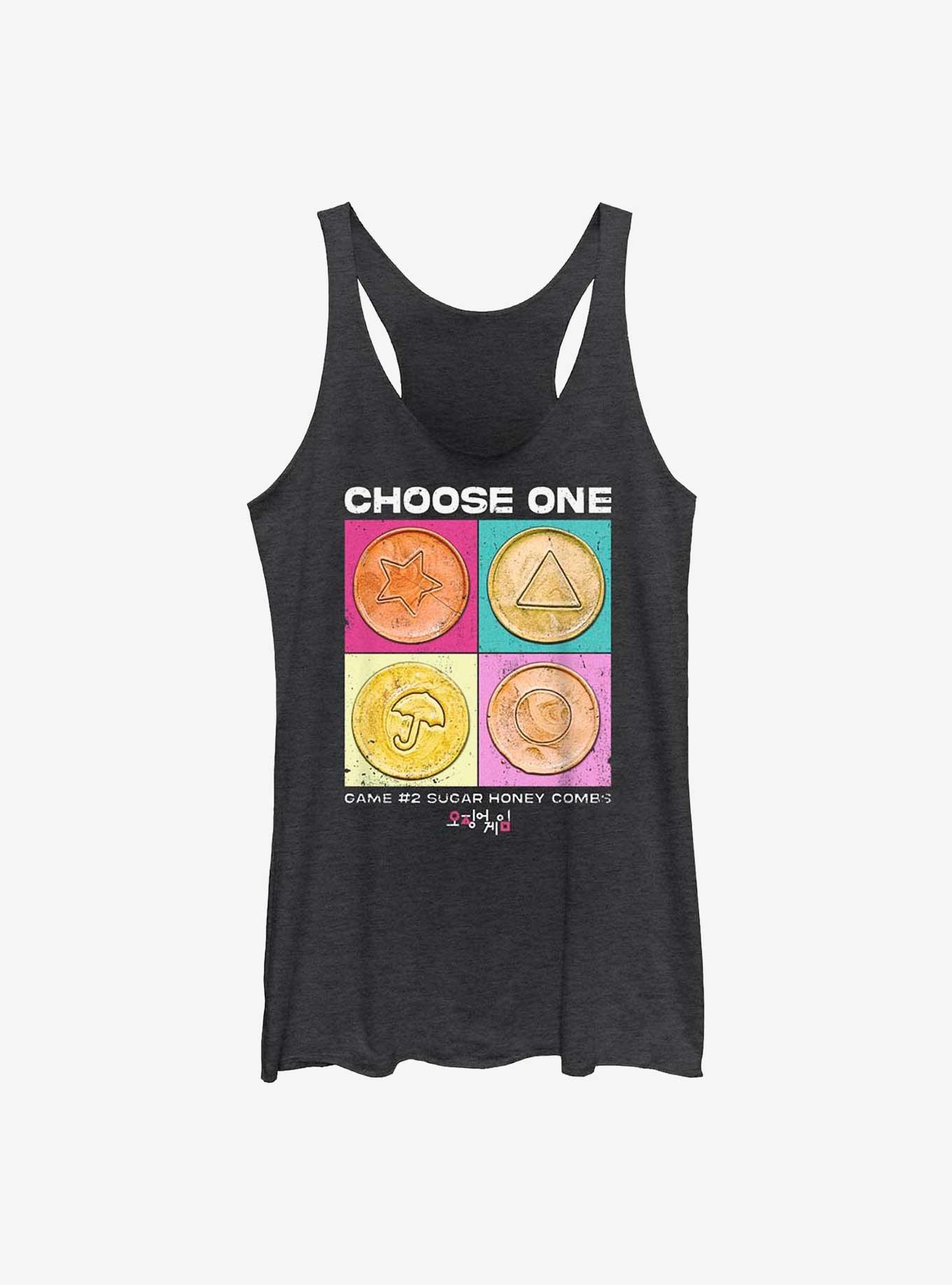 Squid Game Choose One Honeycomb Womens Tank Top, BLK HTR, hi-res