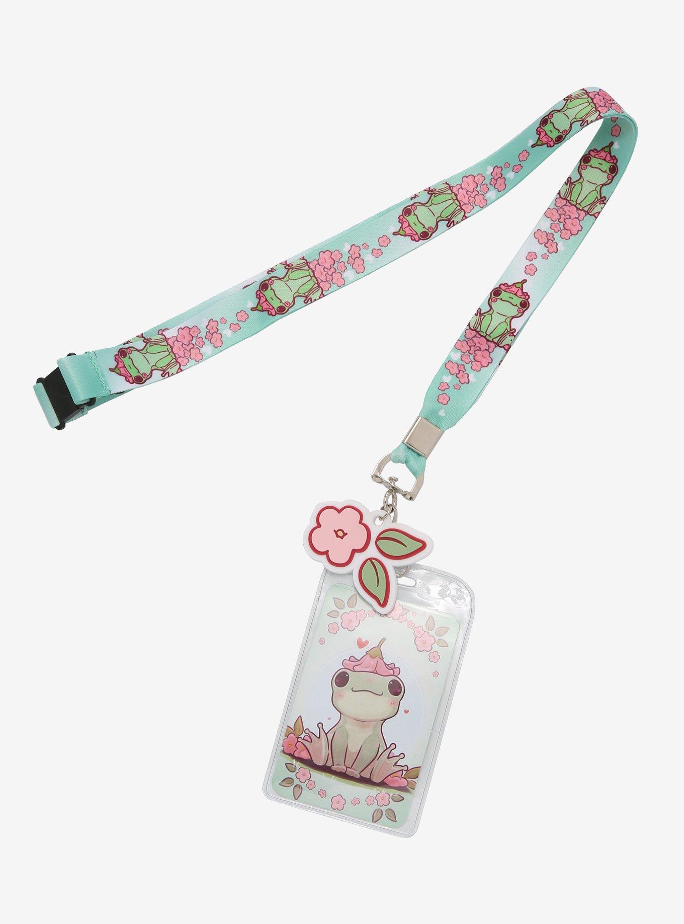 Pastel Frog Flowers Lanyard By Naomi Lord Art, , hi-res