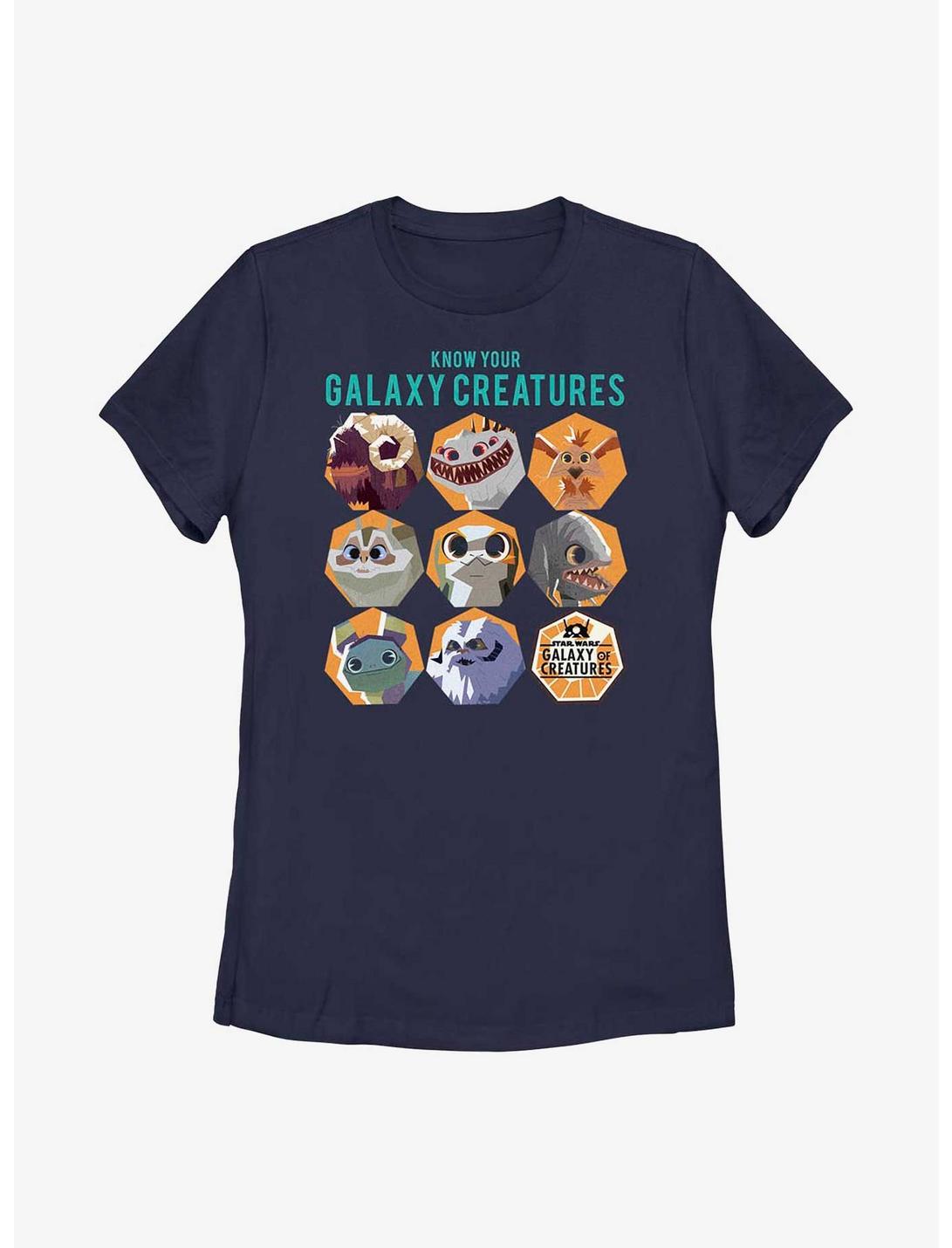 Star Wars Galaxy Of Creatures Creature Chart Womens T-Shirt, NAVY, hi-res