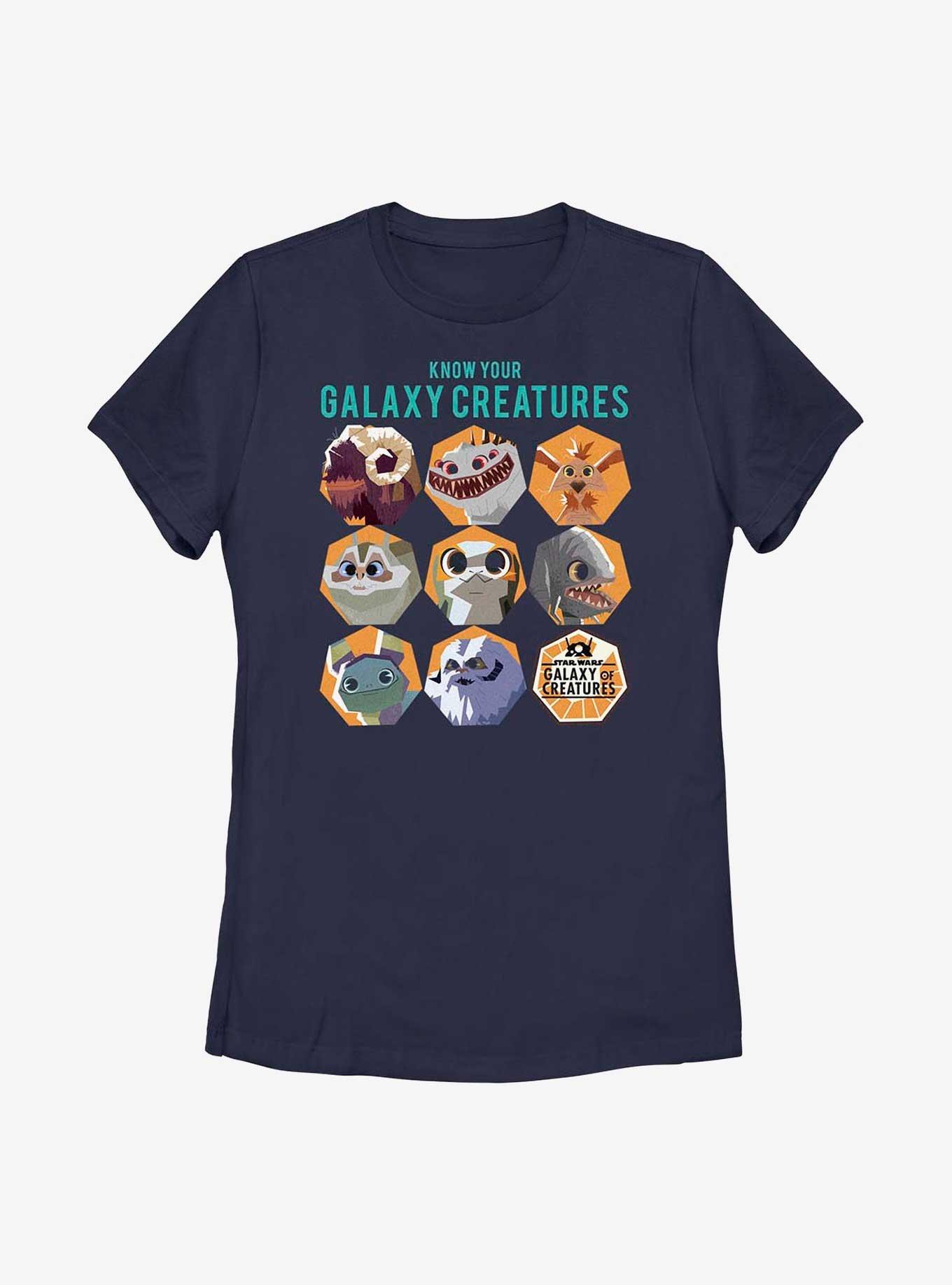 Star Wars Galaxy Of Creatures Creature Chart Womens T-Shirt, NAVY, hi-res