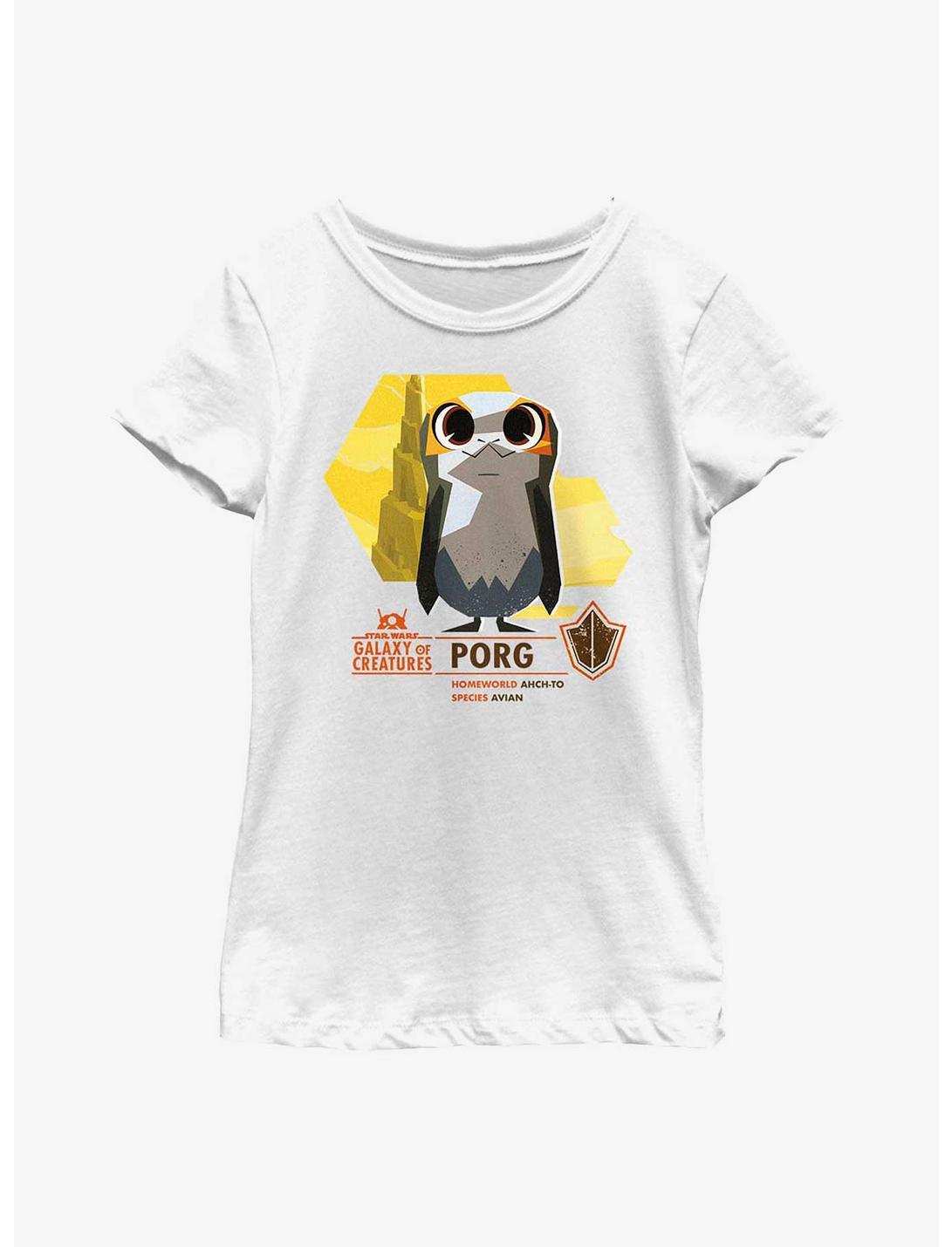 Star Wars Galaxy Of Creatures Porg Species Youth Girls T-Shirt, WHITE, hi-res