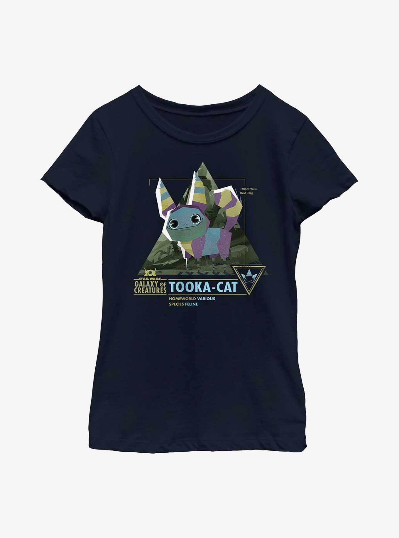 Star Wars Galaxy Of Creatures Tooka-Cat Species Youth Girls T-Shirt, NAVY, hi-res