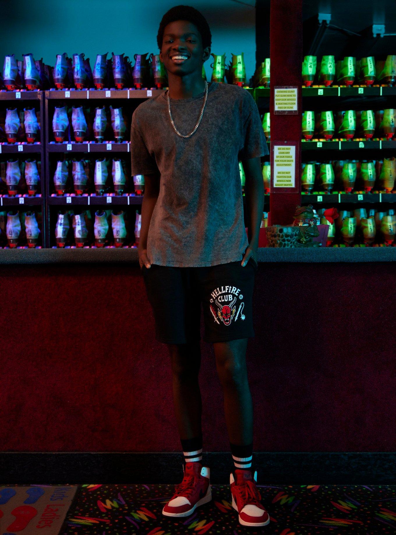 Our Universe Stranger Things Hellfire Club Volley Shorts, BLACK, hi-res