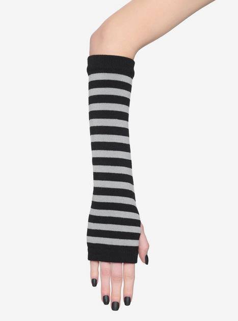 【ポン酢】rurumu: multi stripe arm warmer Grey & Black Stripe Arm Warmers | Hot Topic