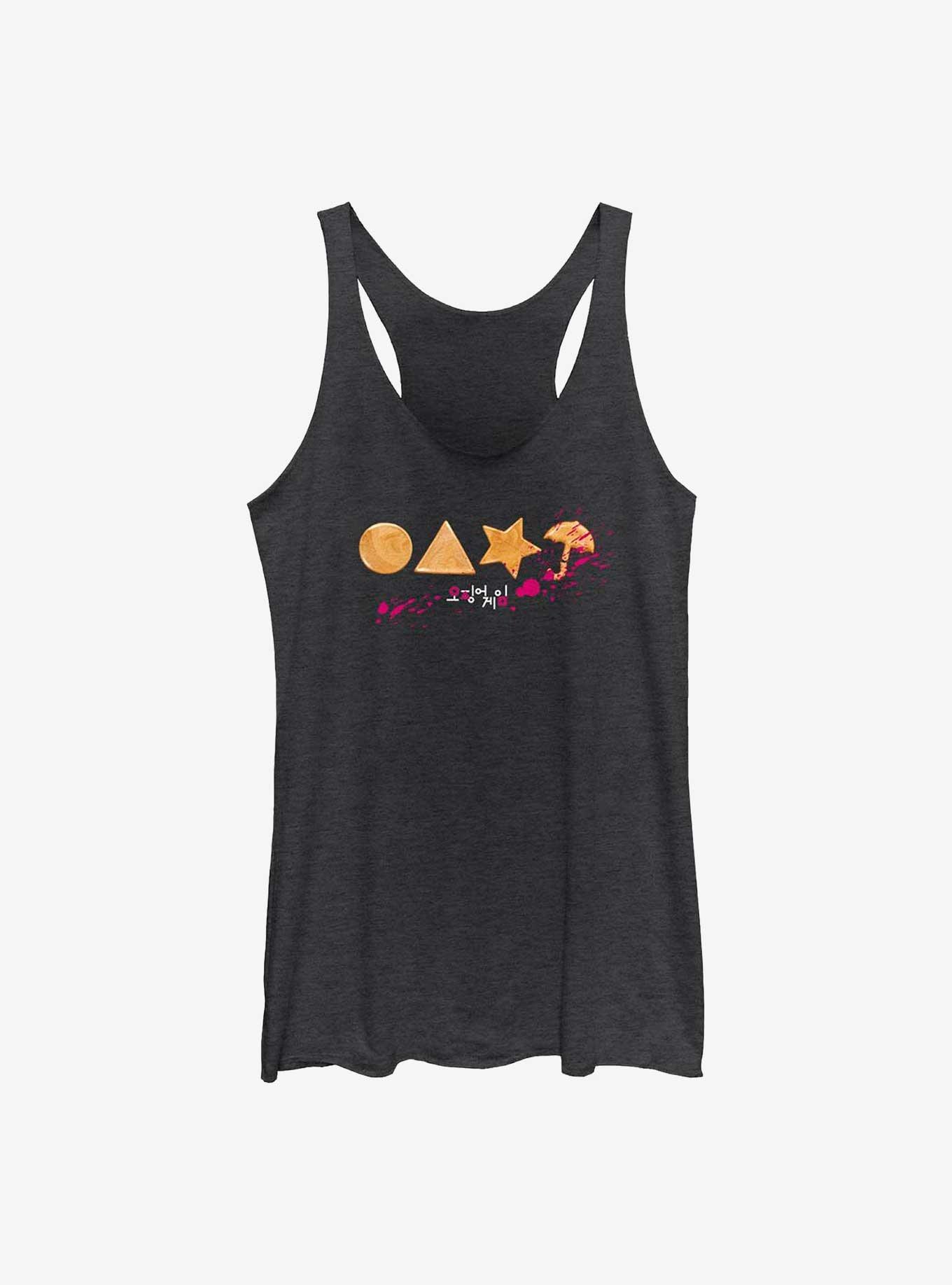 Squid Game Splatter Cookies Girls Tank, BLK HTR, hi-res