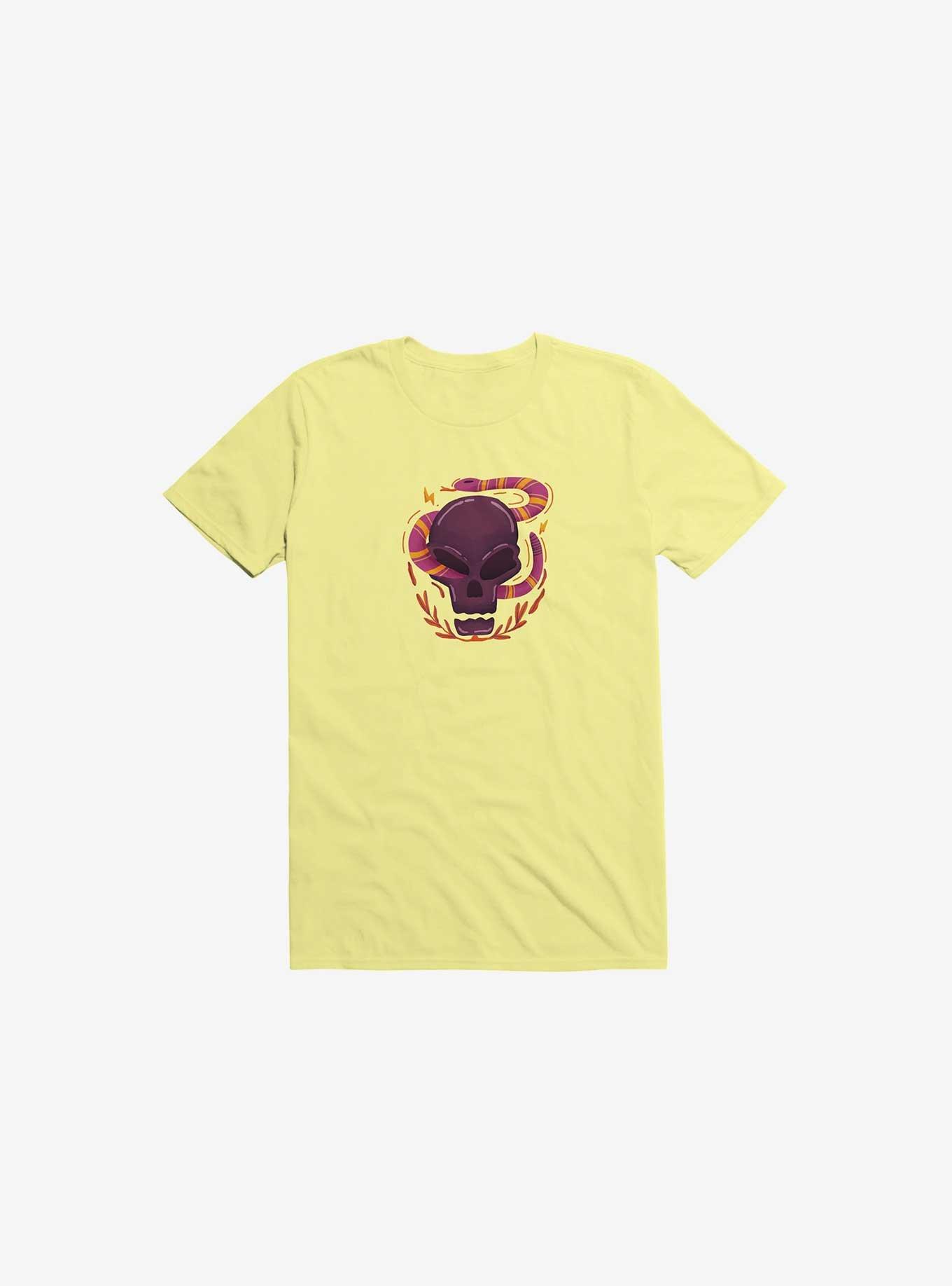 Skull Snake Illustration T-Shirt, CORN SILK, hi-res