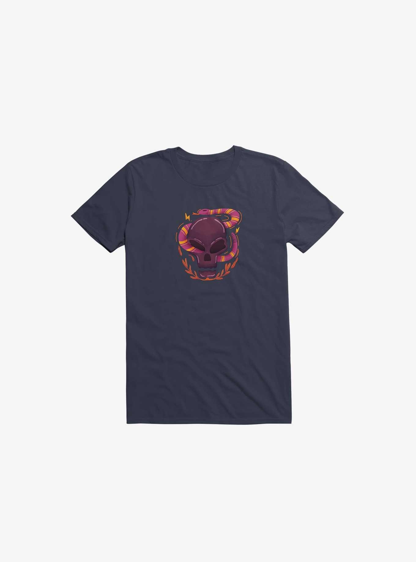 Skull Snake Illustration T-Shirt, NAVY, hi-res