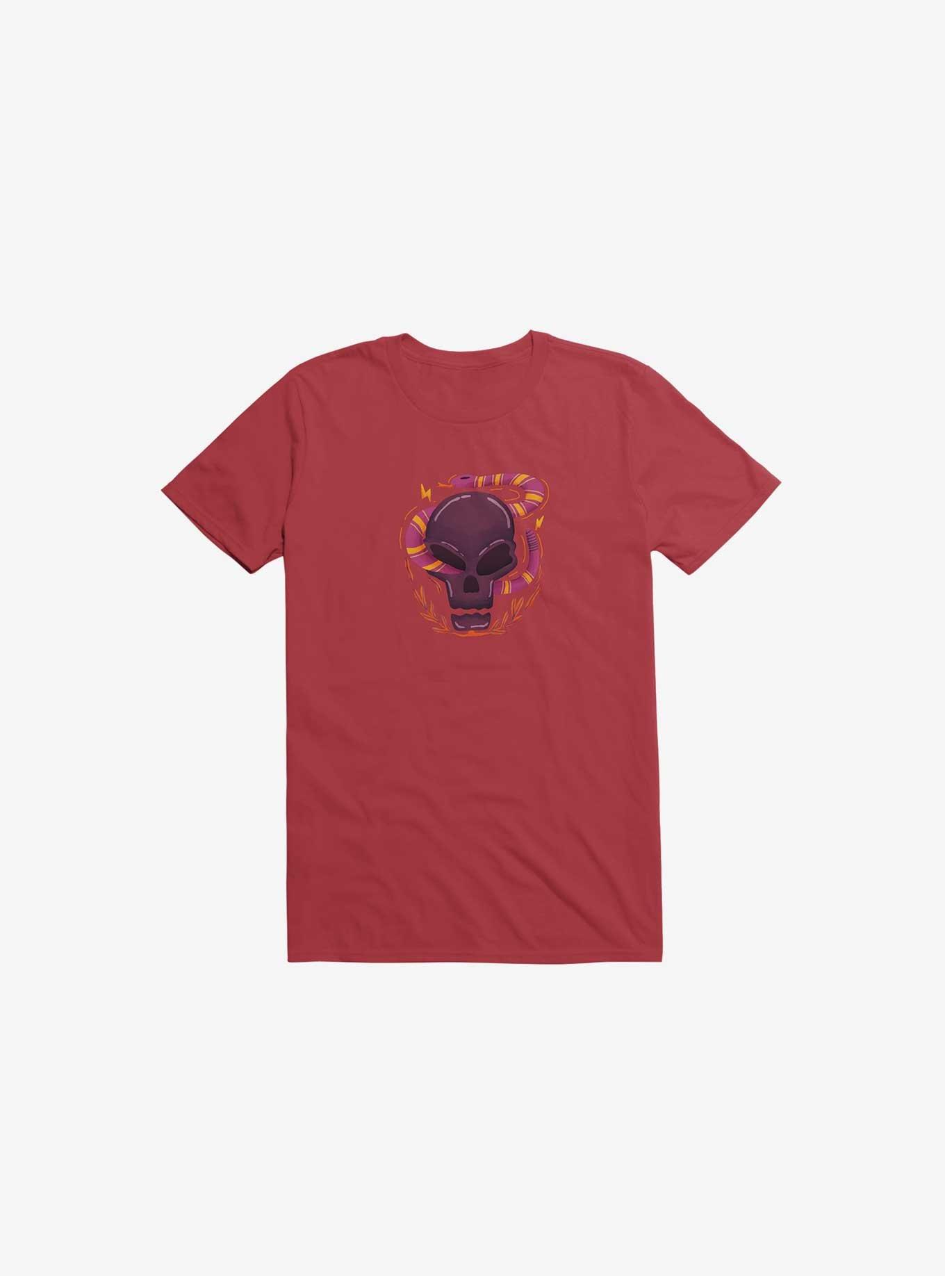 Skull Snake Illustration T-Shirt, RED, hi-res