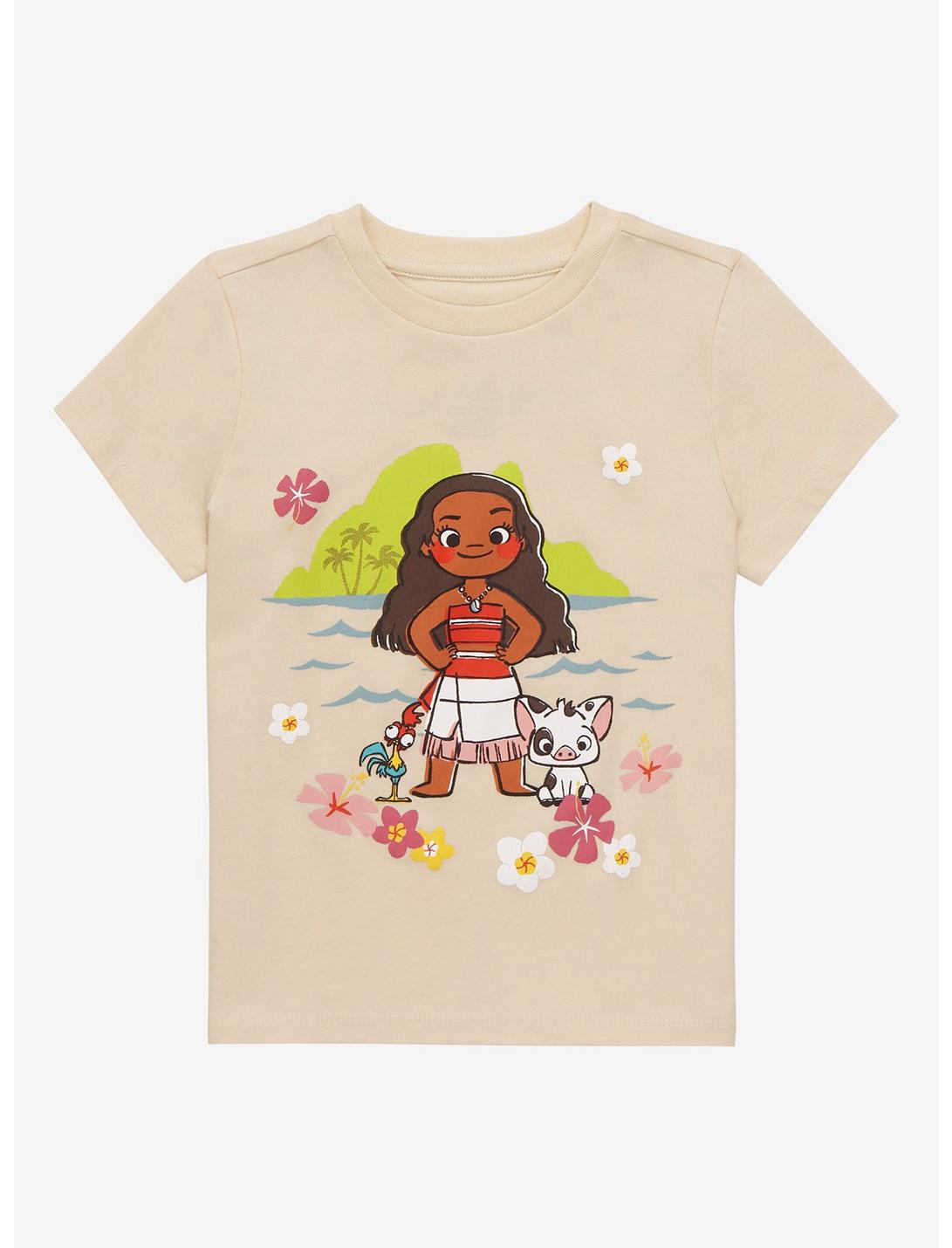 Disney Moana & Friends Floral Toddler T-Shirt - BoxLunch Exclusive, BEIGE, hi-res