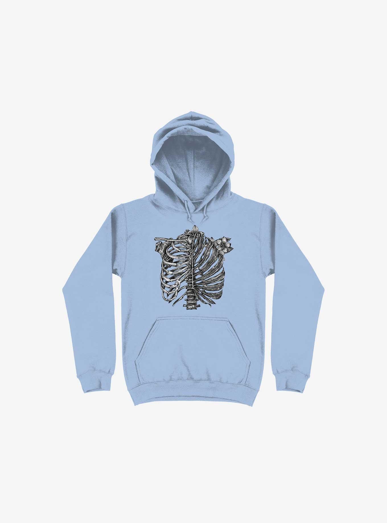 Skeleton Rib Tropical Hoodie, LIGHT BLUE, hi-res