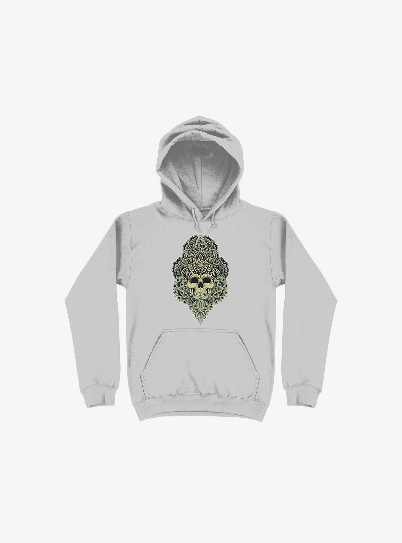 Skull Mandala Hoodie, SILVER, hi-res