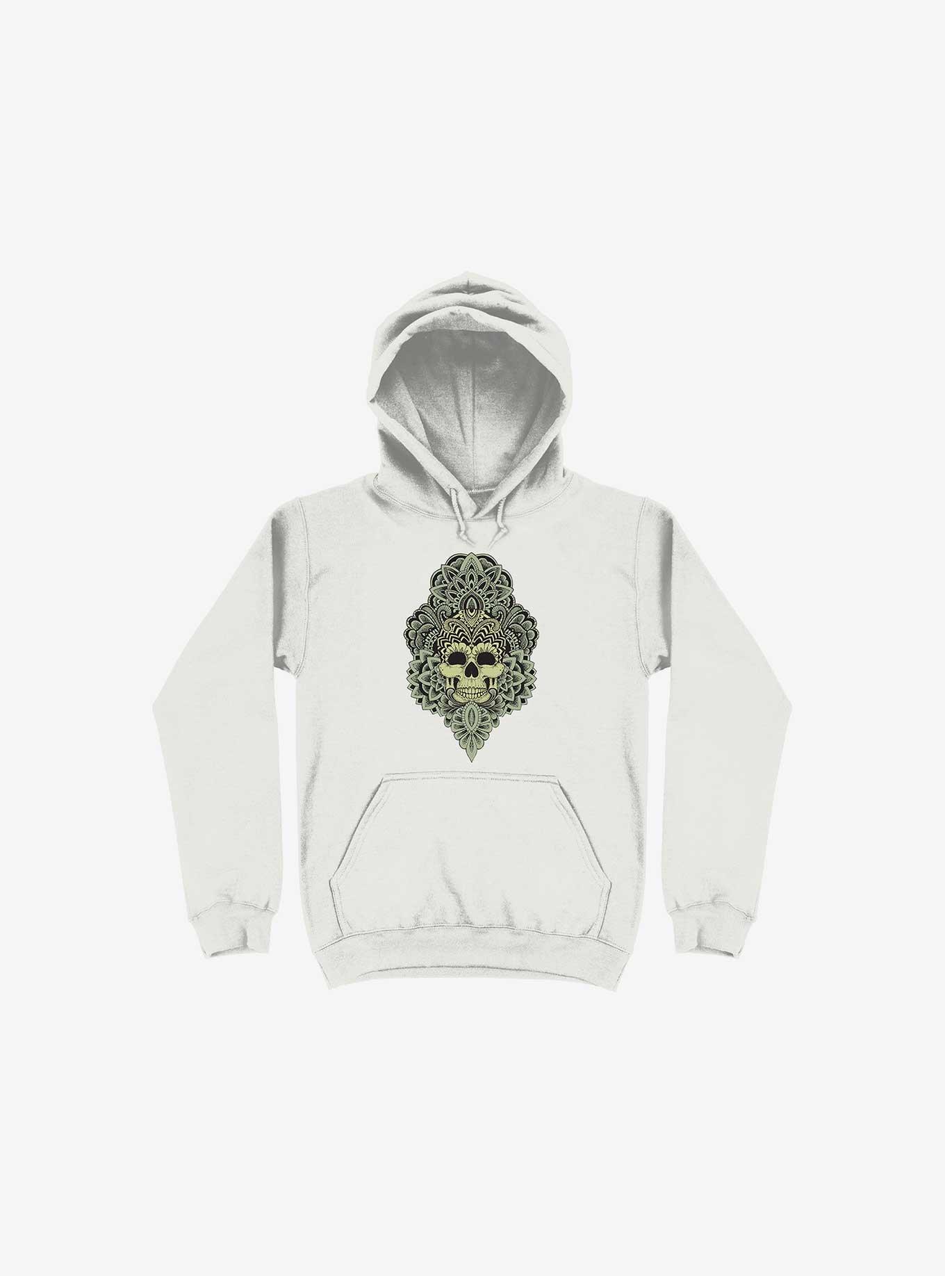 Skull Mandala Hoodie, WHITE, hi-res