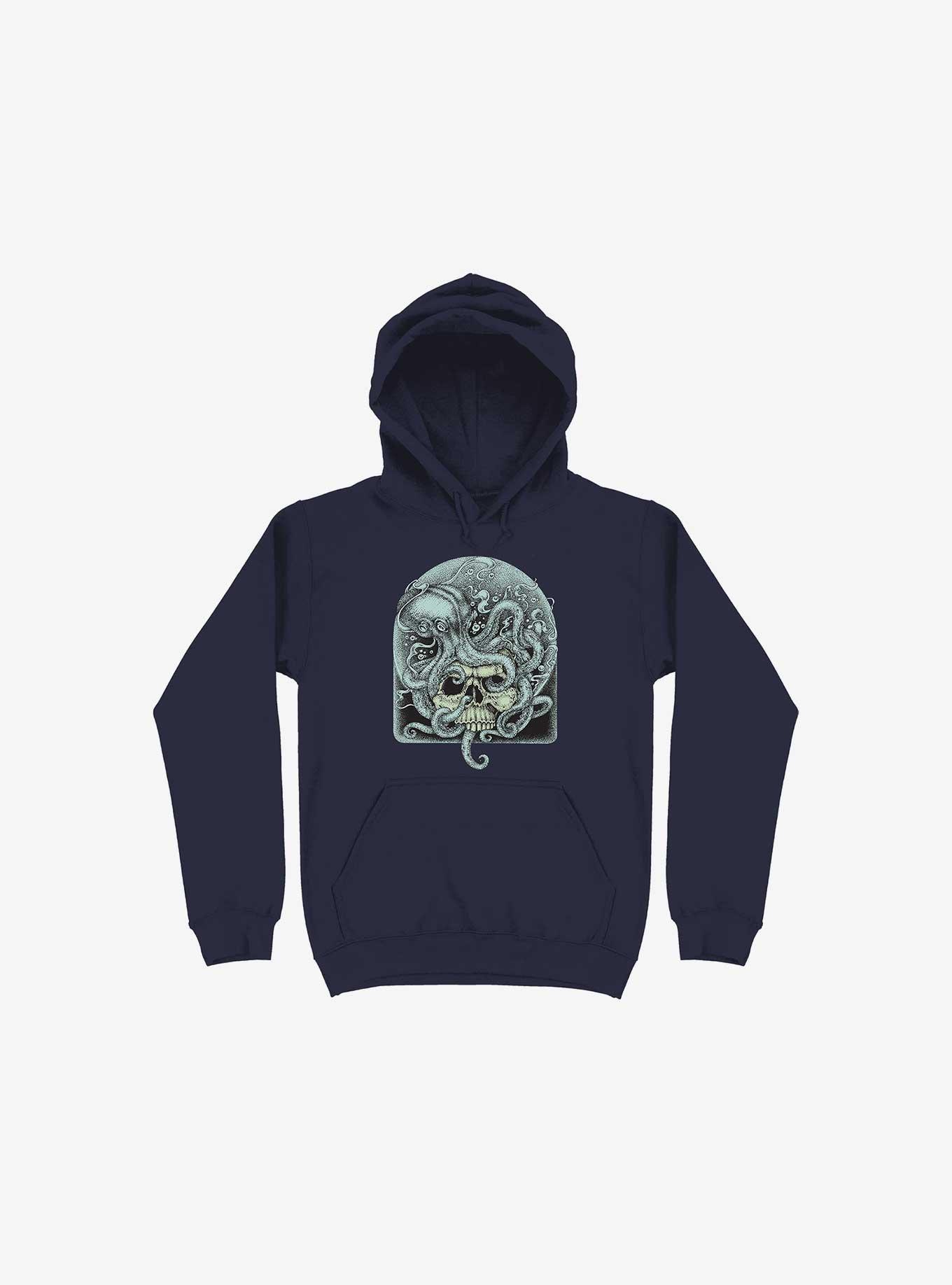 Skull Octopus Hoodie, NAVY, hi-res