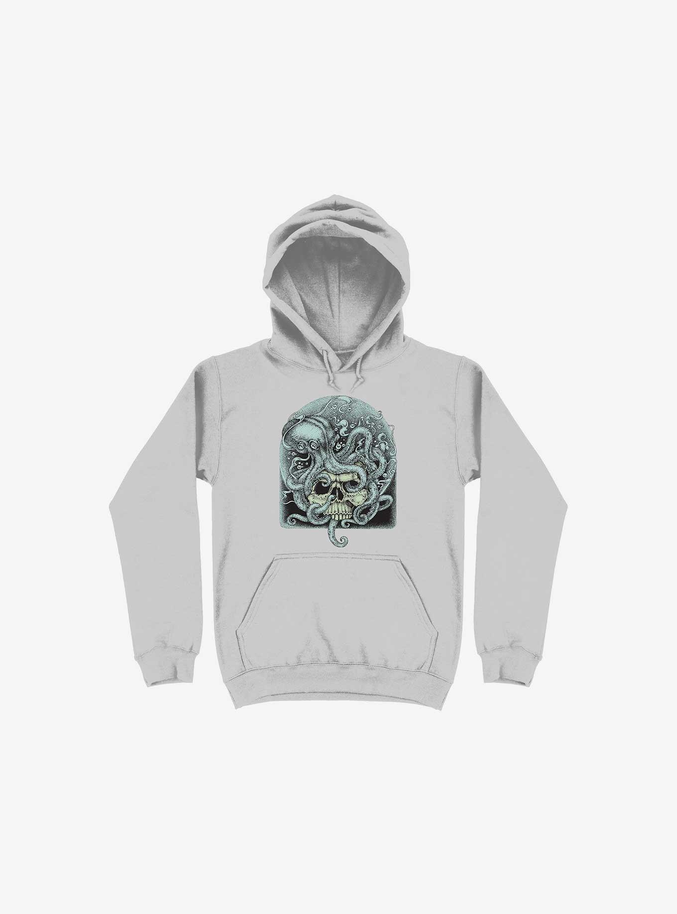 Skull Octopus Hoodie, SILVER, hi-res