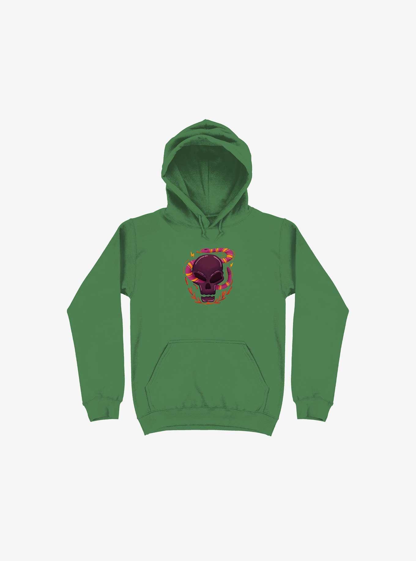 Skull Snake Illustration Hoodie, KELLY GREEN, hi-res