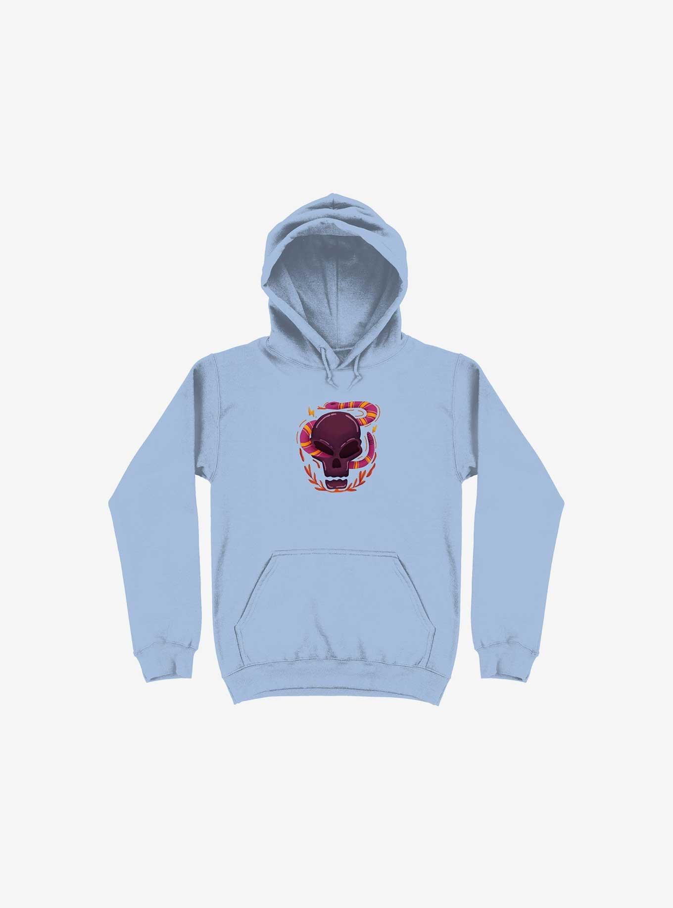 Skull Snake Illustration Hoodie, LIGHT BLUE, hi-res