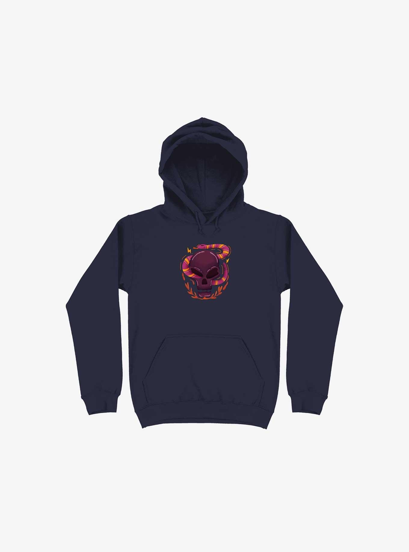 Skull Snake Illustration Hoodie, NAVY, hi-res