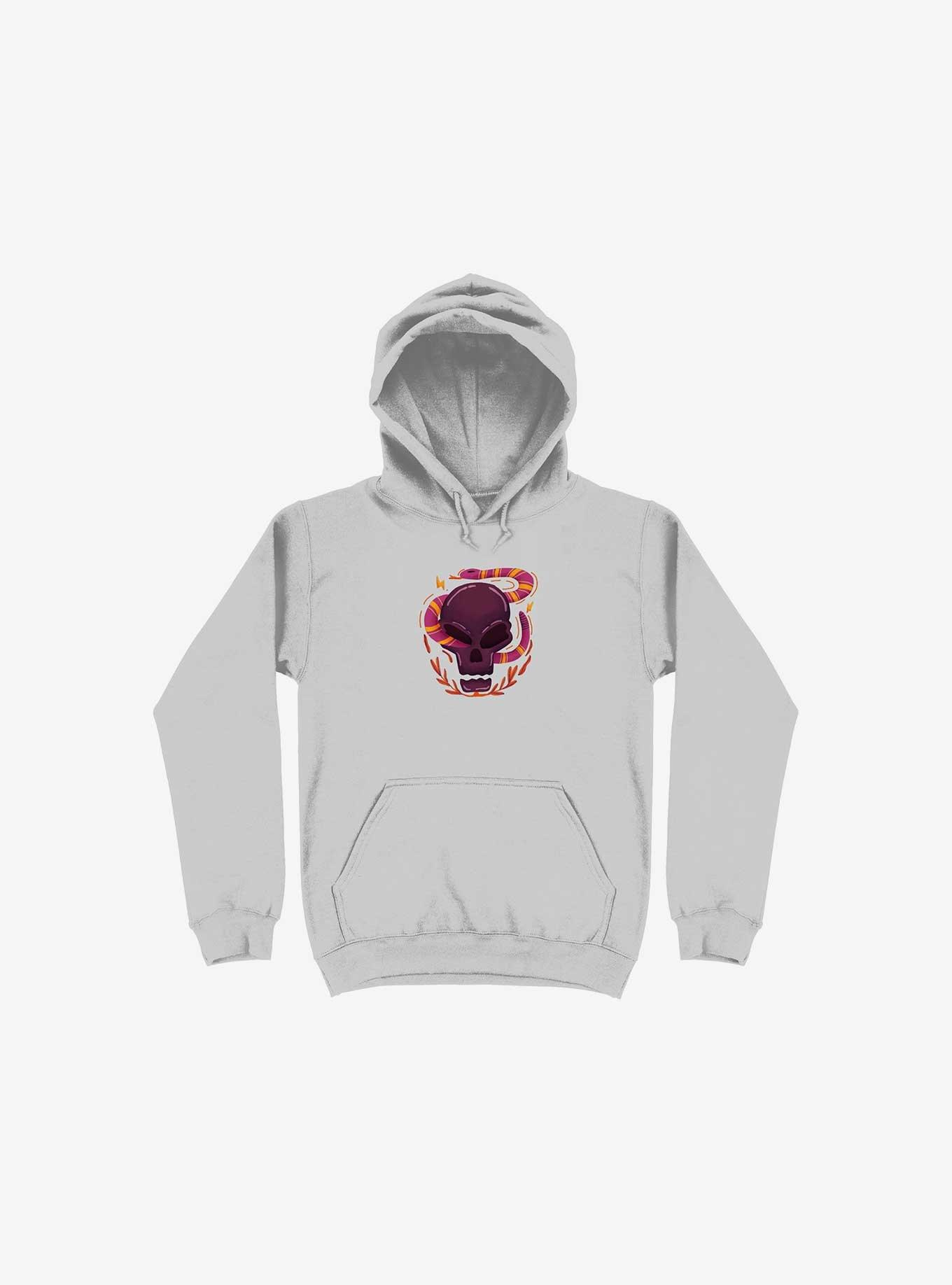 Skull Snake Illustration Hoodie, SILVER, hi-res