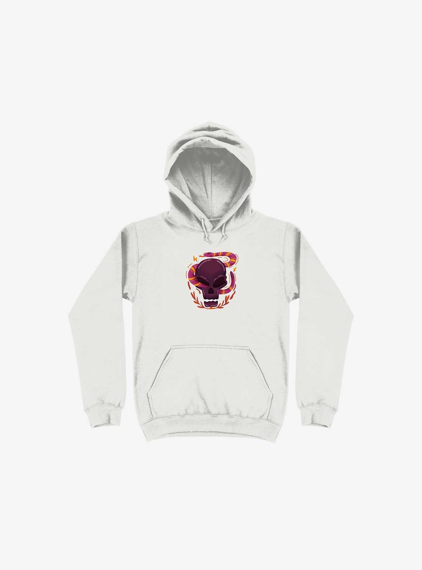 Skull Snake Illustration Hoodie, WHITE, hi-res